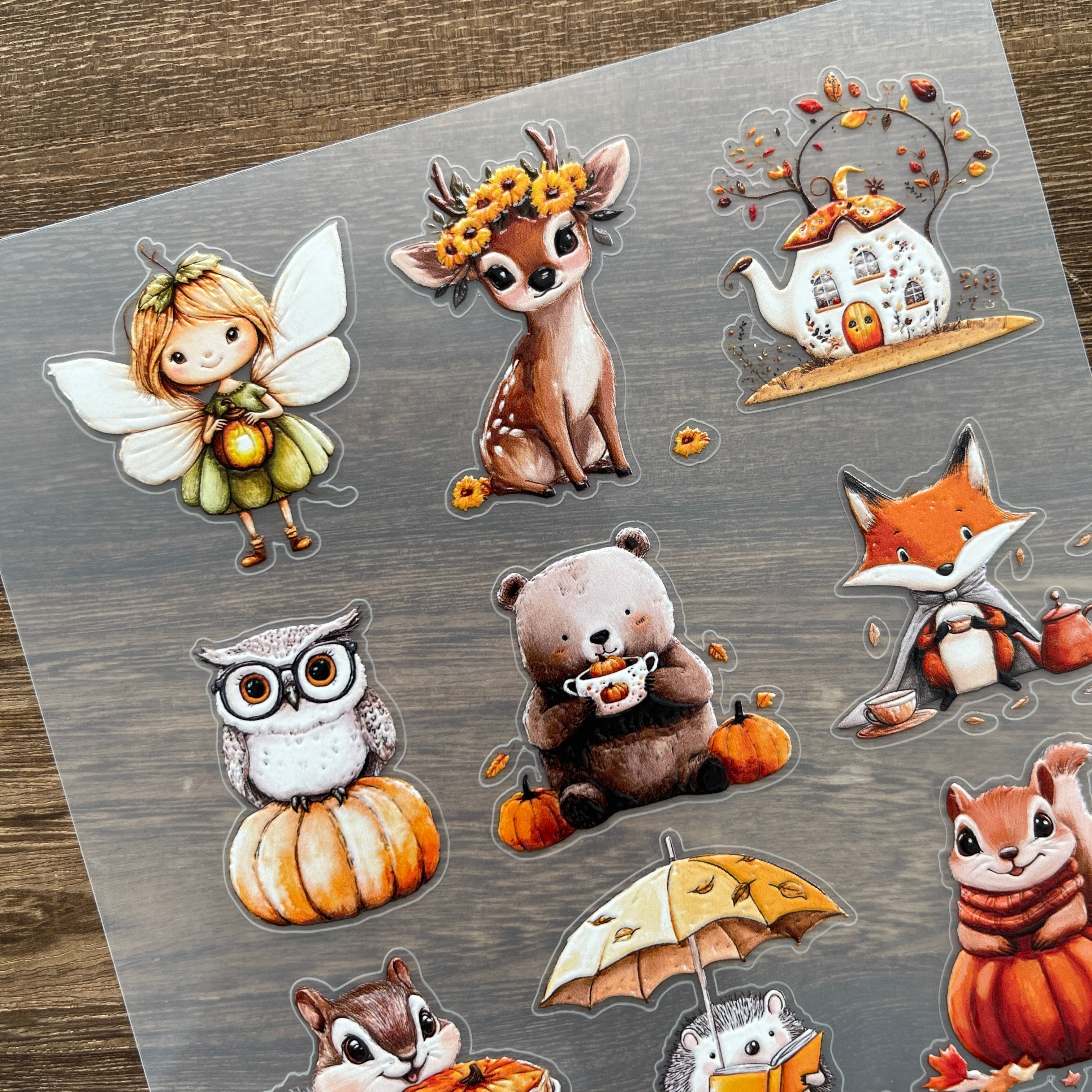 3D Autumn fairy tale PET Stickers 1pcs
