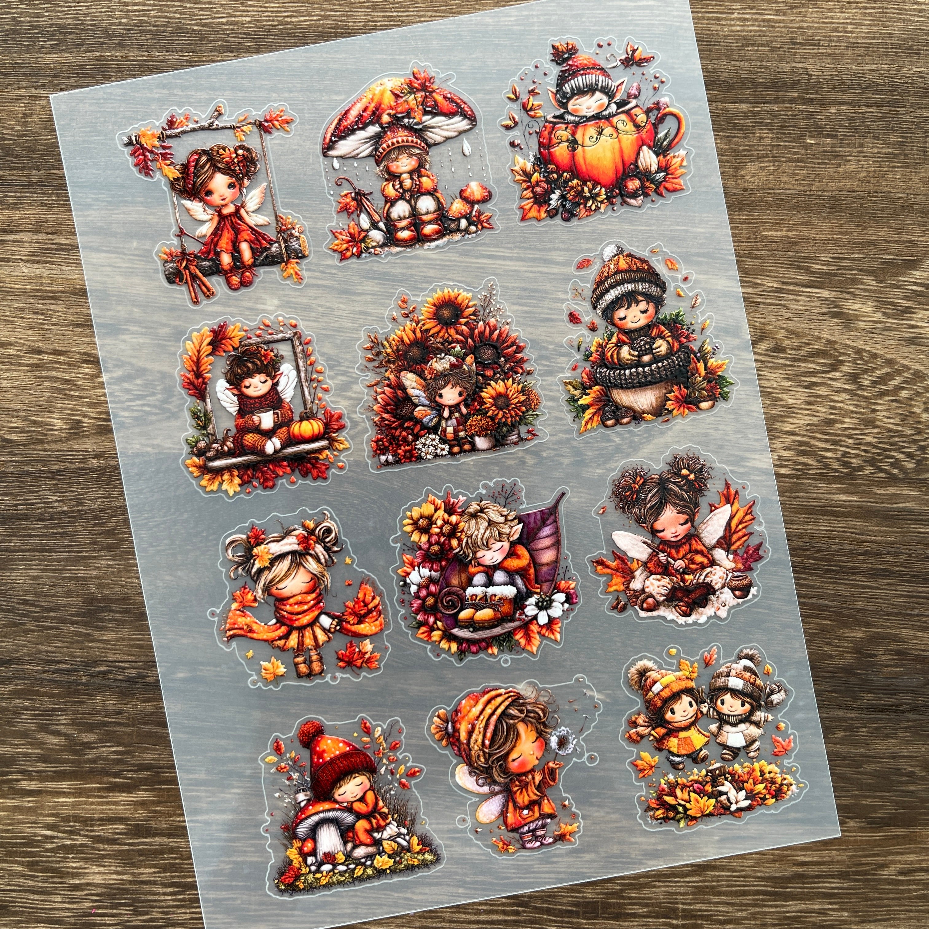 3D Autumn fairy PET Stickers 1pcs