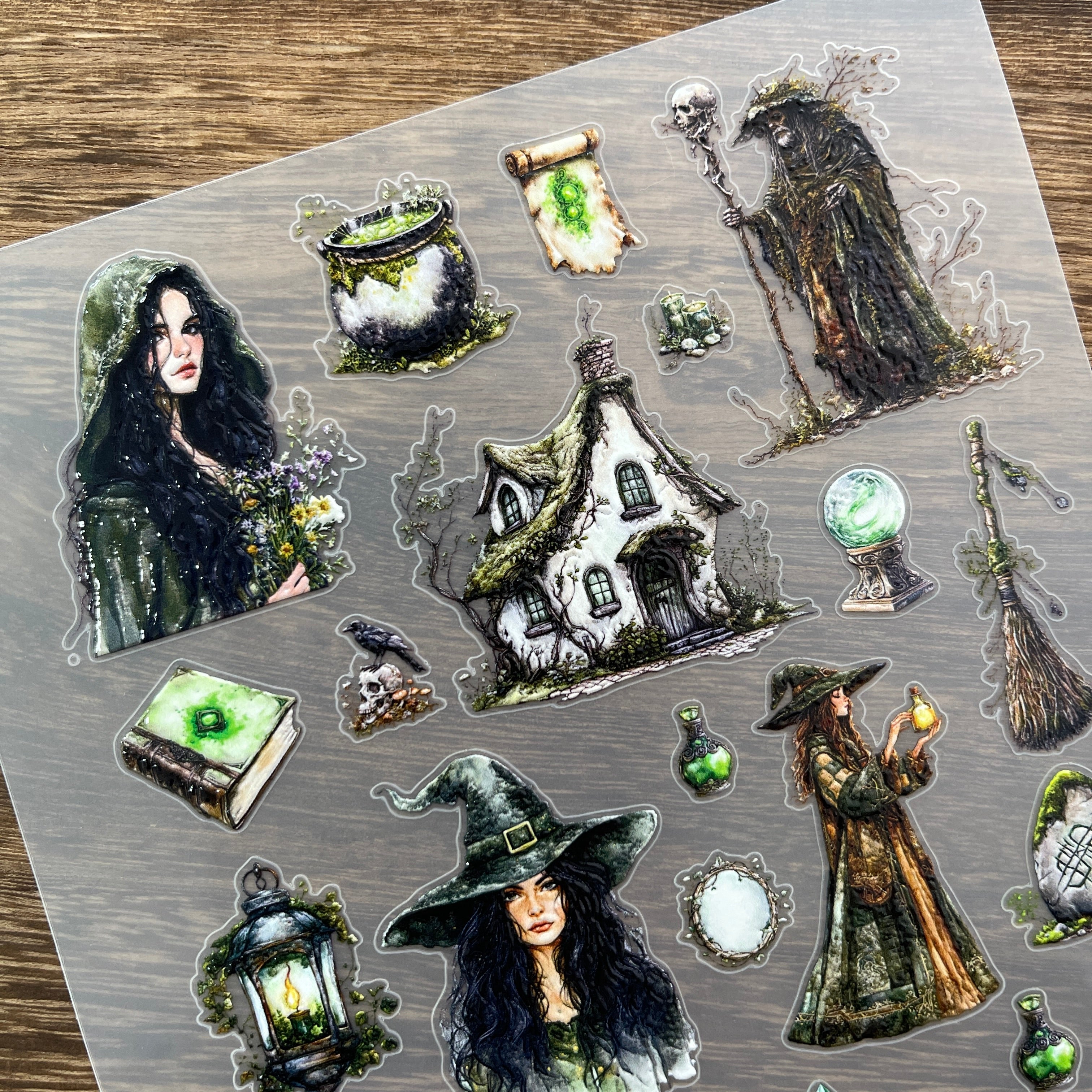 3D Magic witch PET Stickers 1pcs