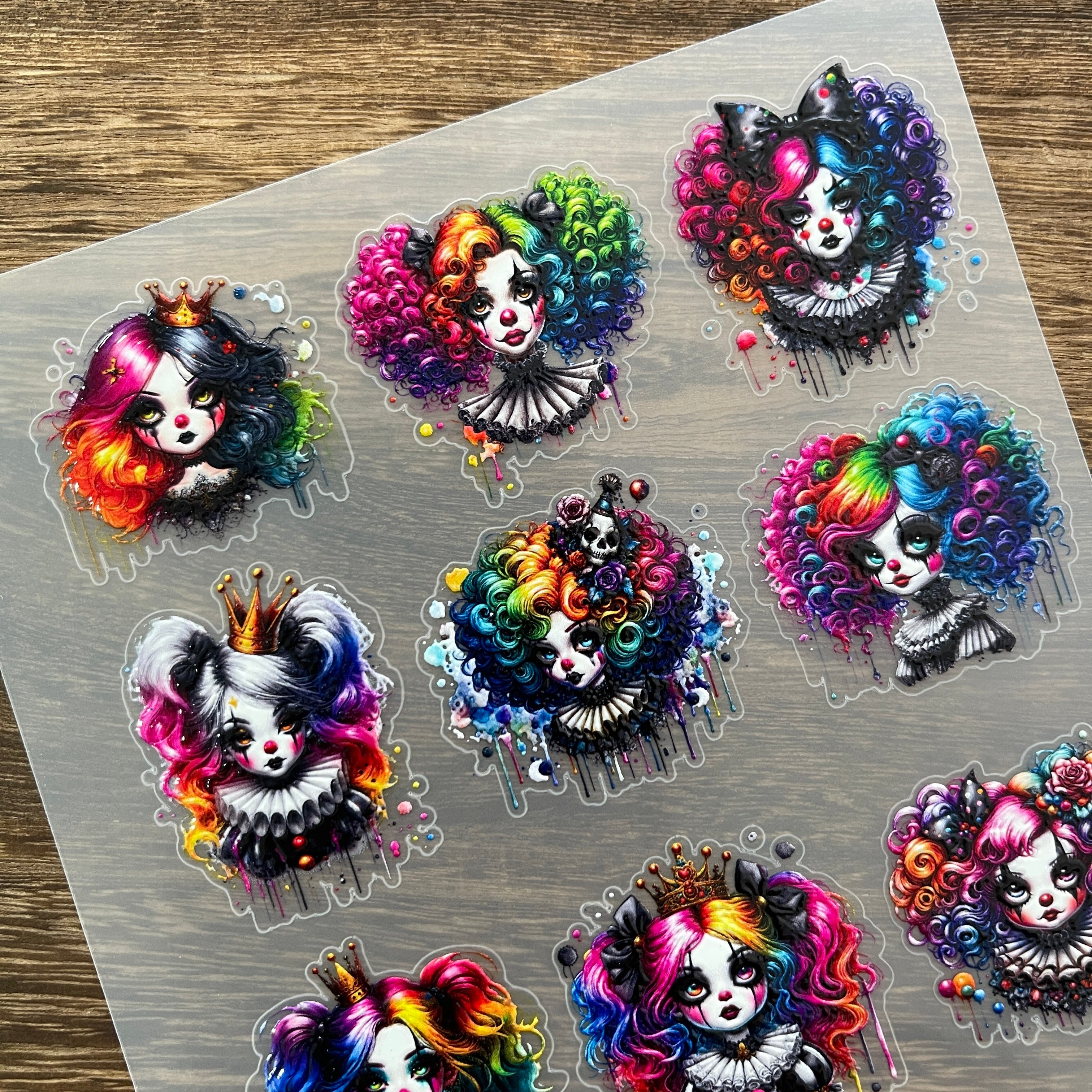 3D Clown girl PET Stickers 1pcs