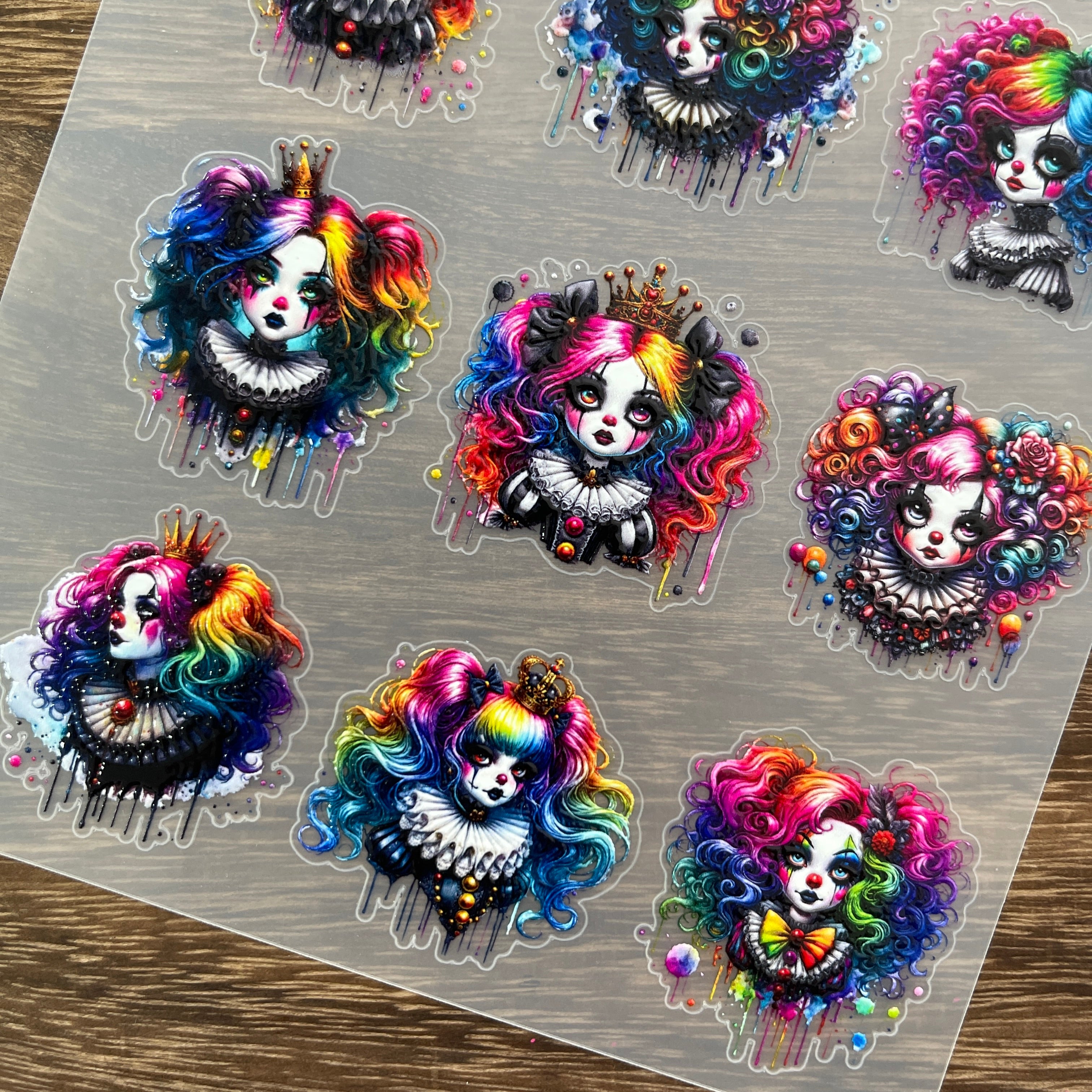 3D Clown girl PET Stickers 1pcs