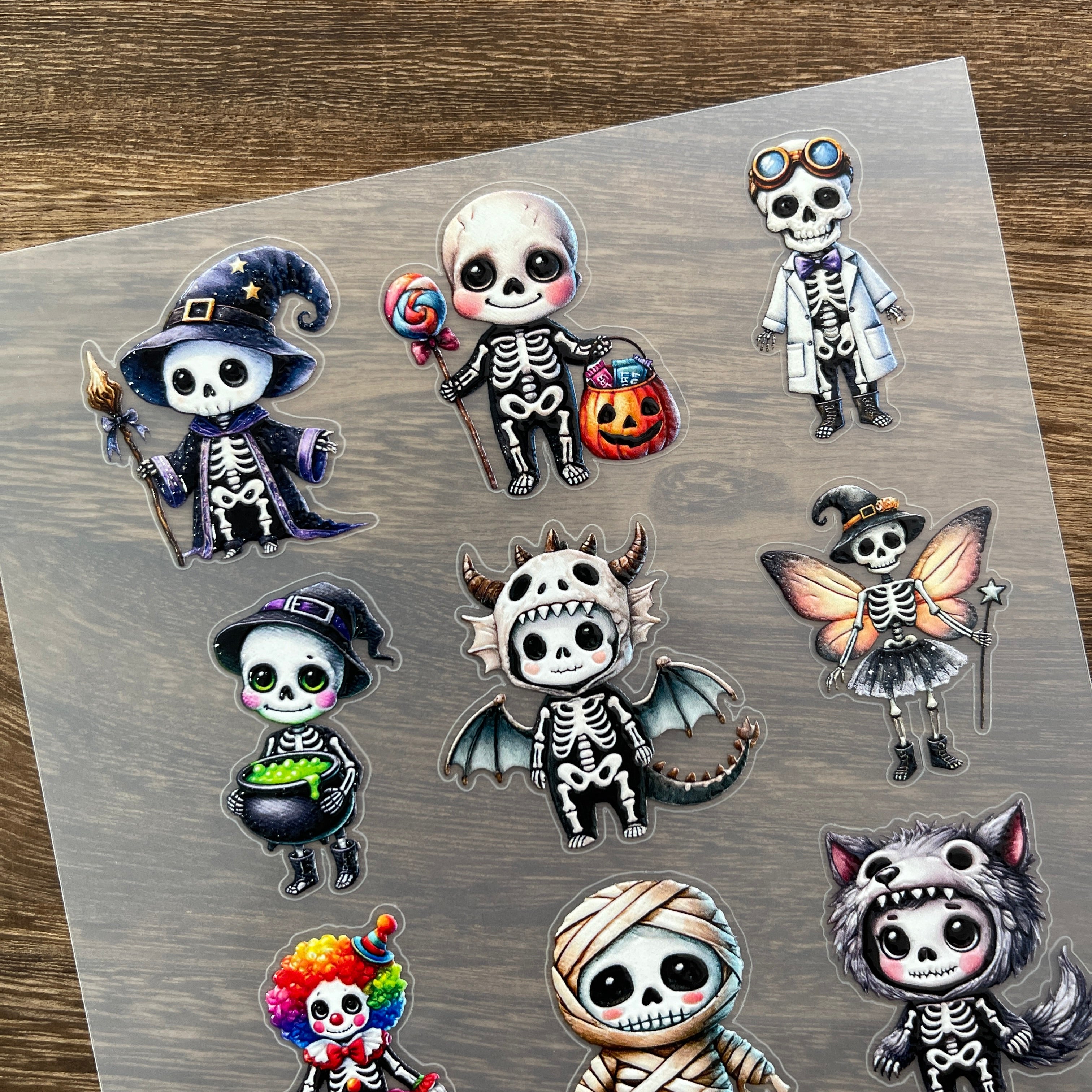 3D Cute skeleton PET Stickers 1pcs