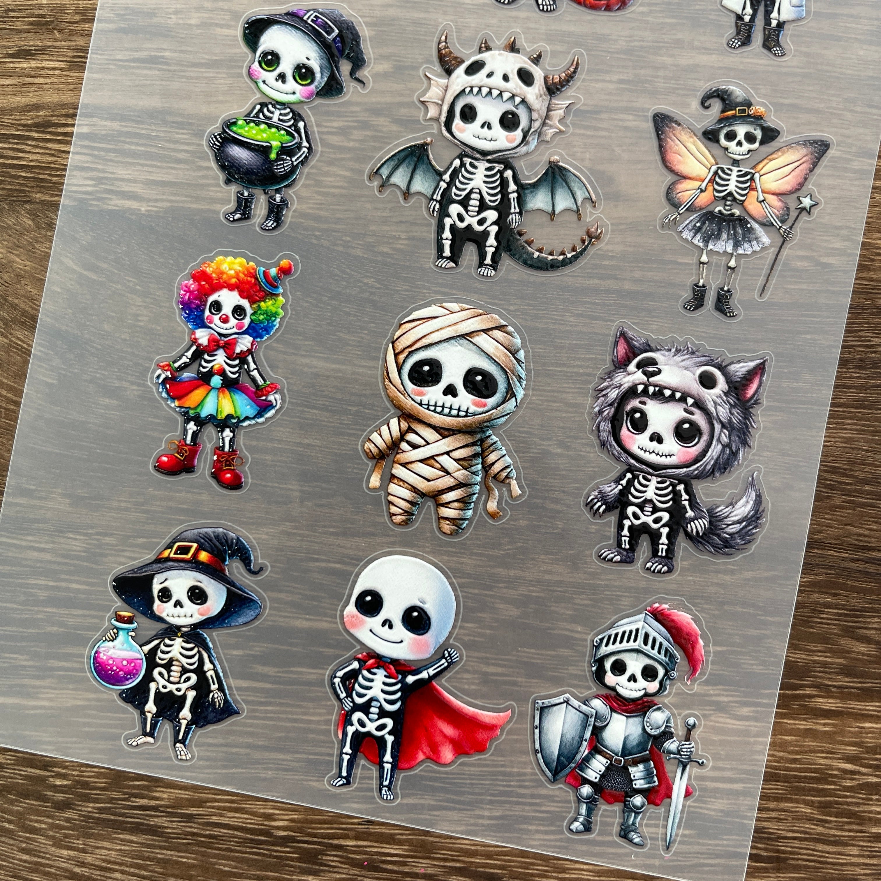 3D Cute skeleton PET Stickers 1pcs