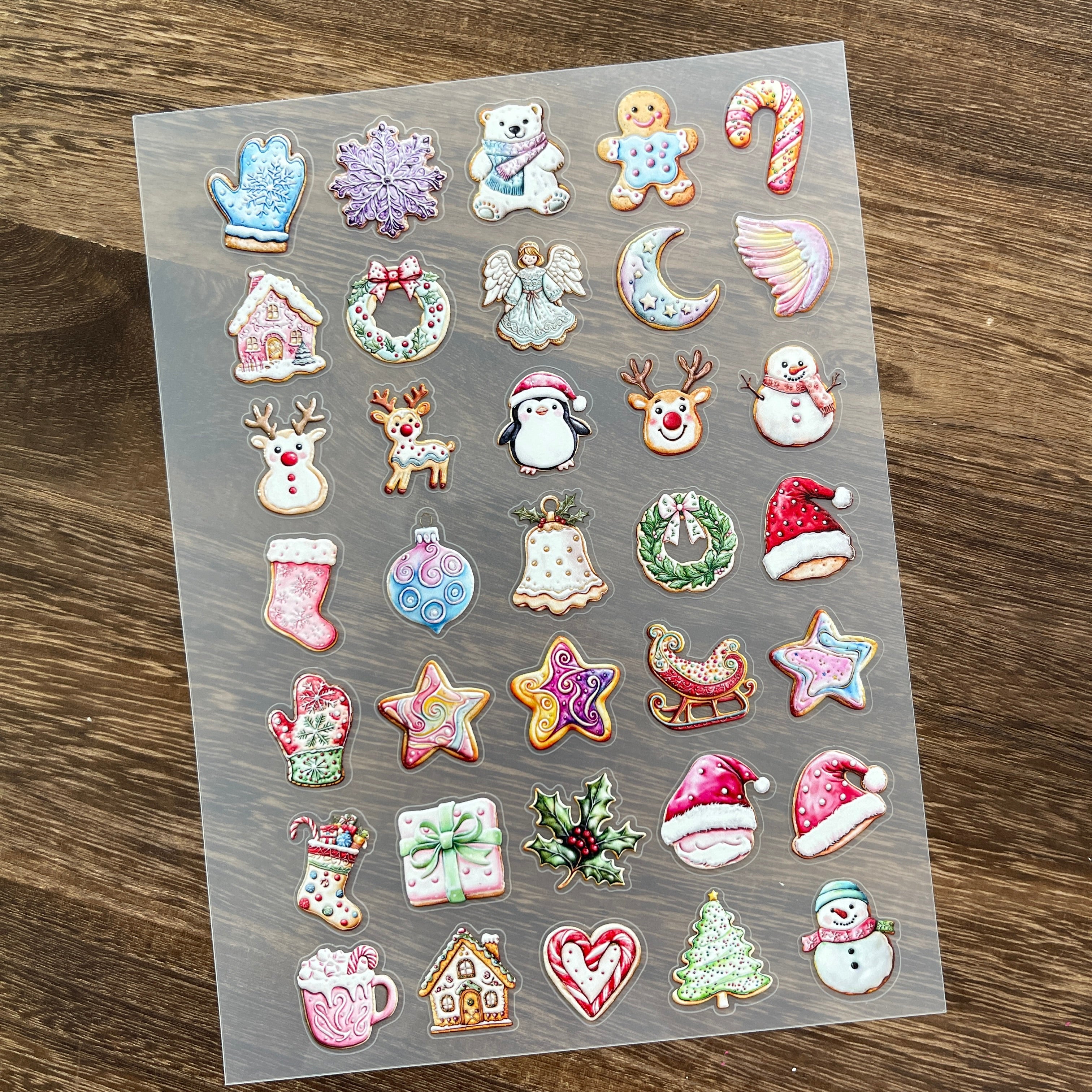 3D Christmas cookies PET Stickers 1pcs
