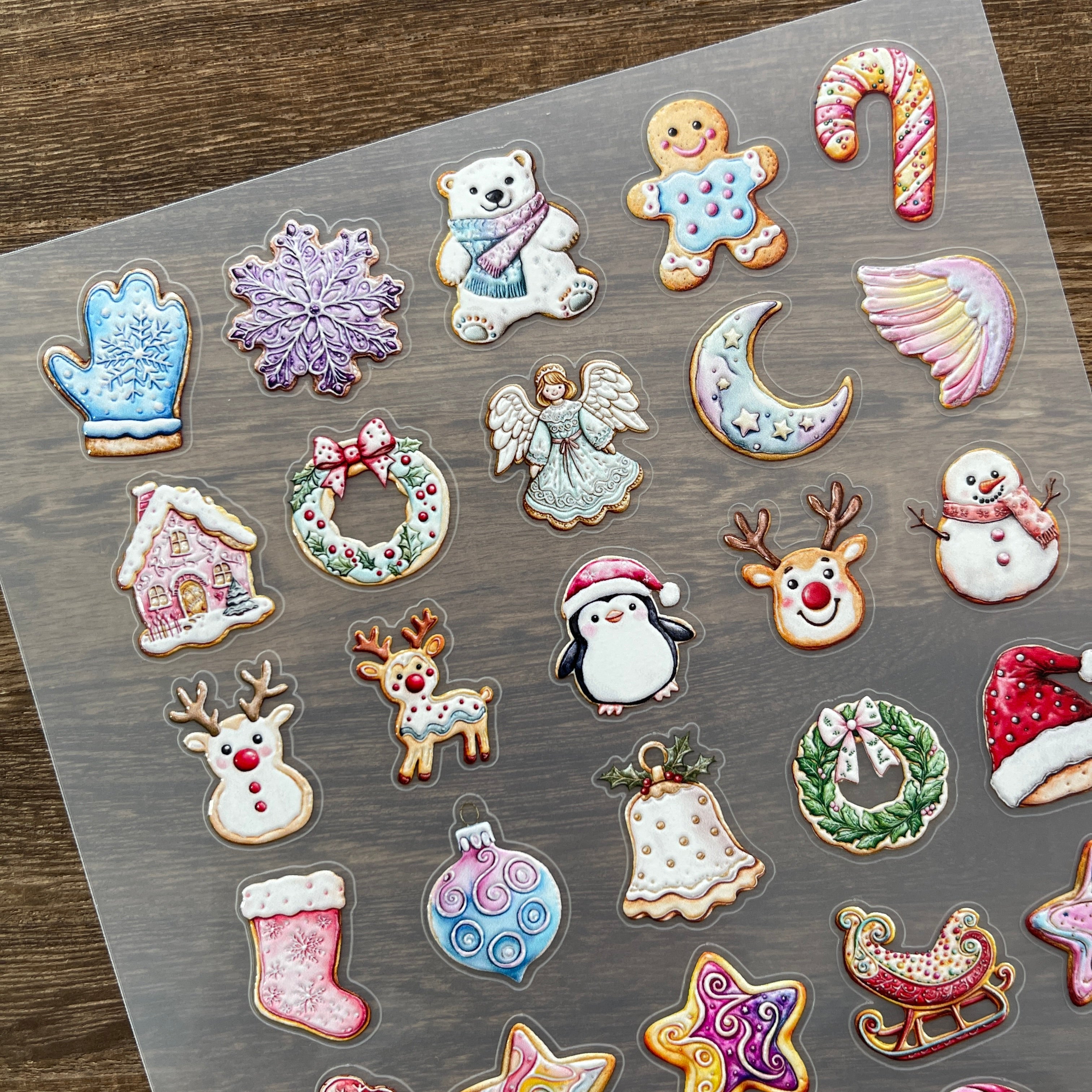 3D Christmas cookies PET Stickers 1pcs
