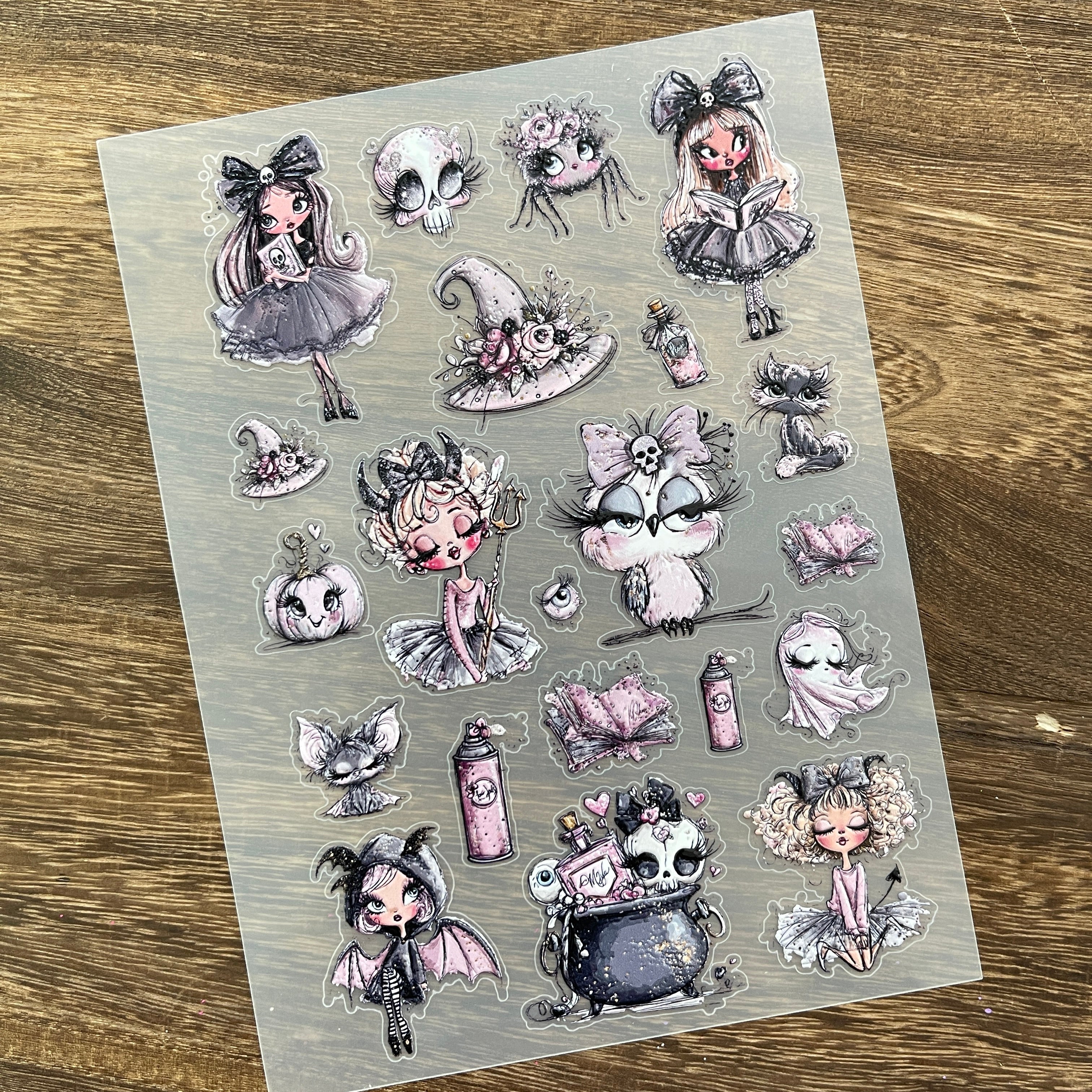 3D Cute witch PET Stickers 1pcs