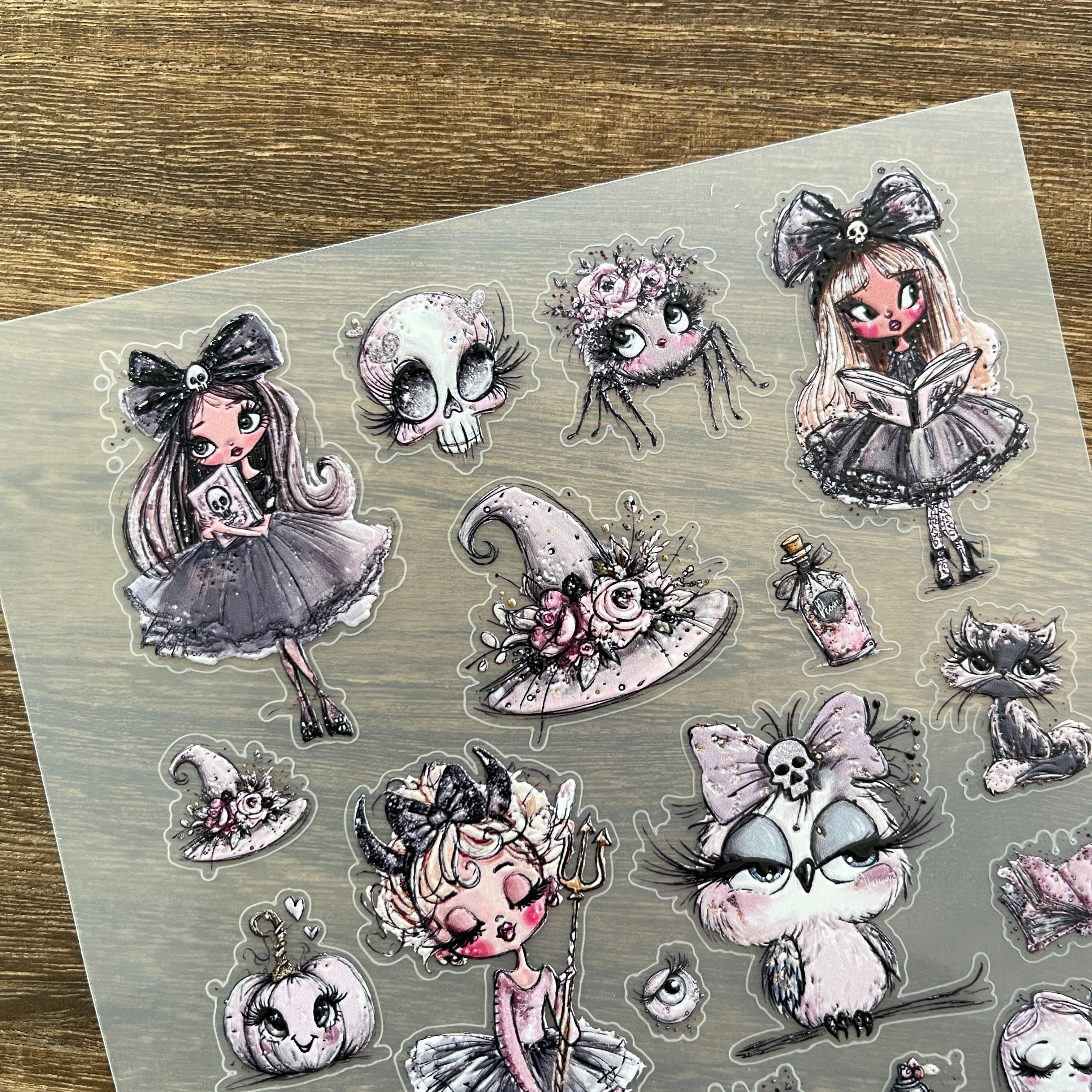 3D Cute witch PET Stickers 1pcs