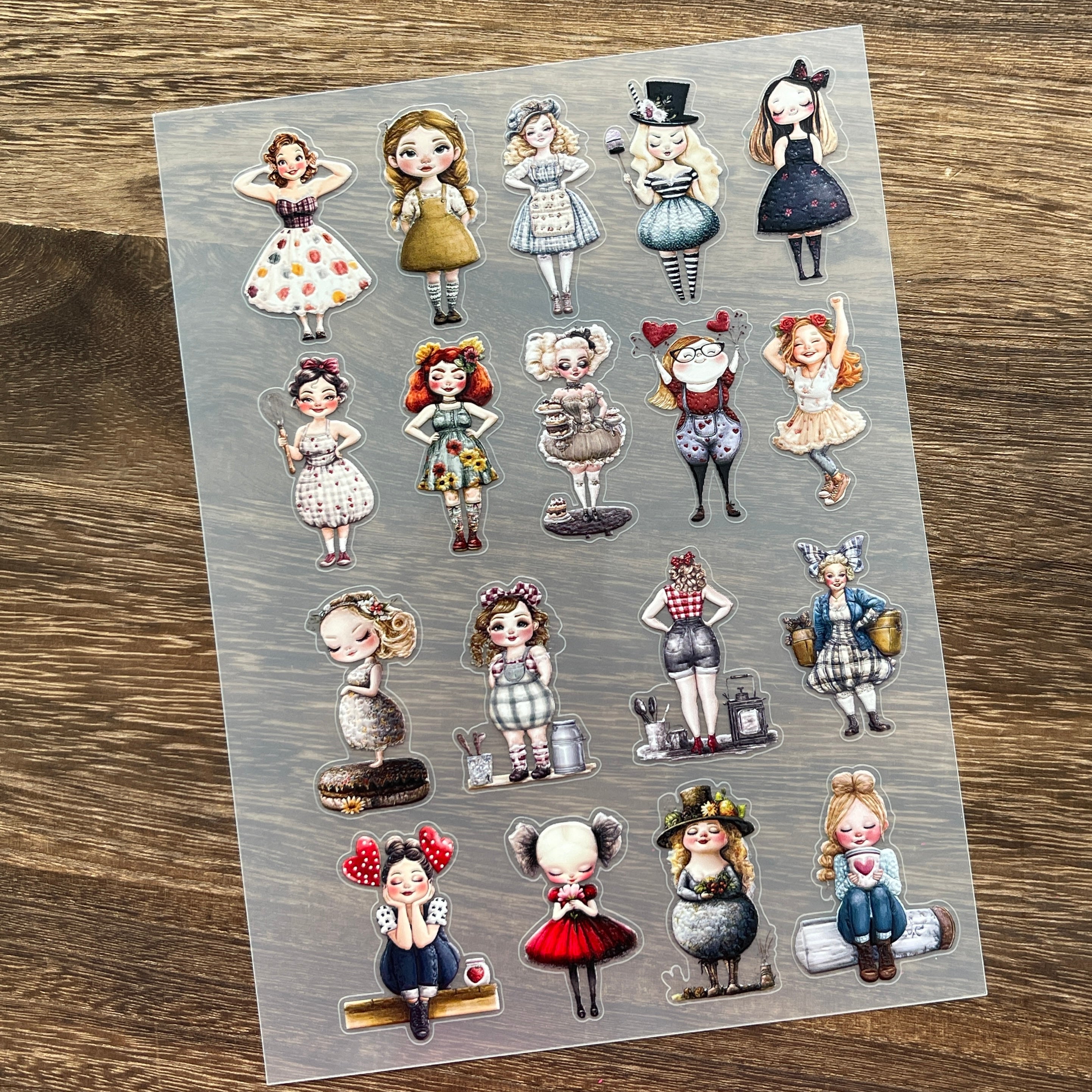 3D Cartoon girl PET Stickers 1pcs
