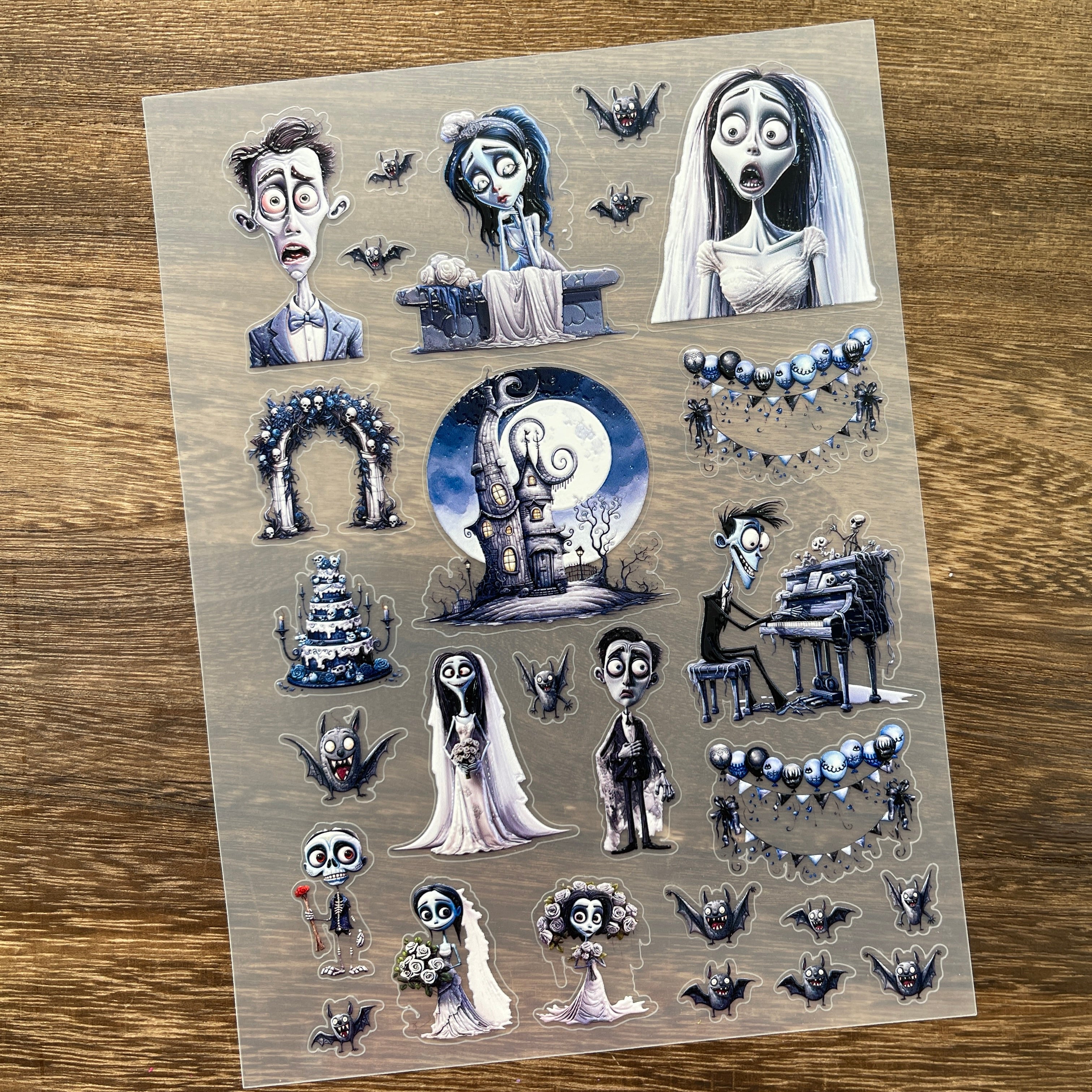 3D Gothic Corpse Bride PET Stickers 1pcs