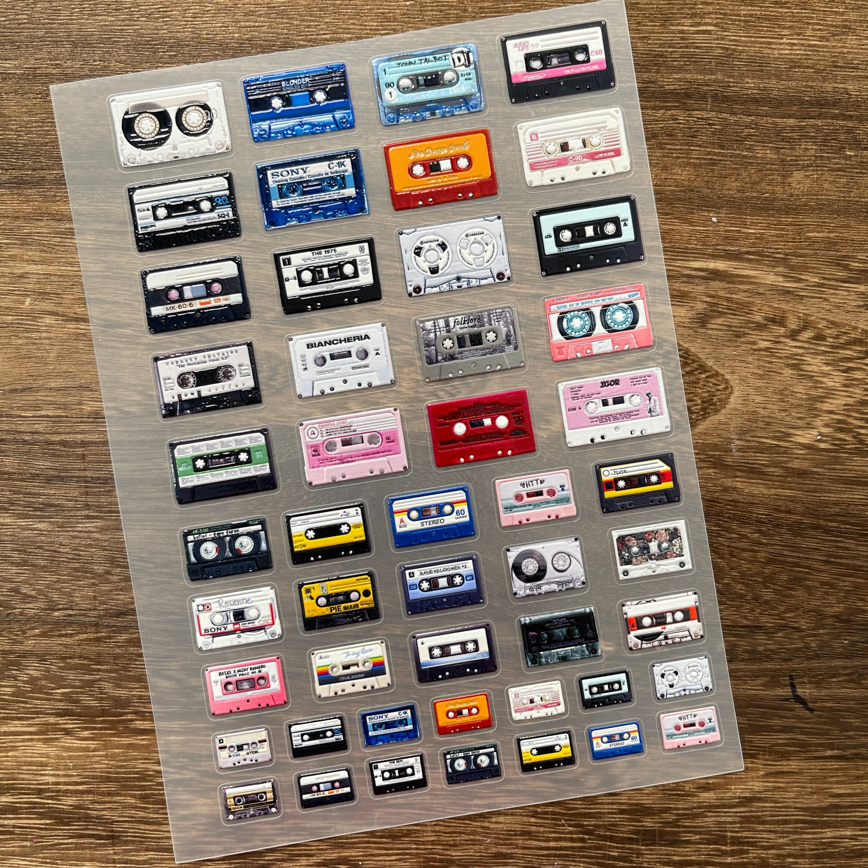 3D Vintage Realistic Cassette Tape PET Stickers 1pcs