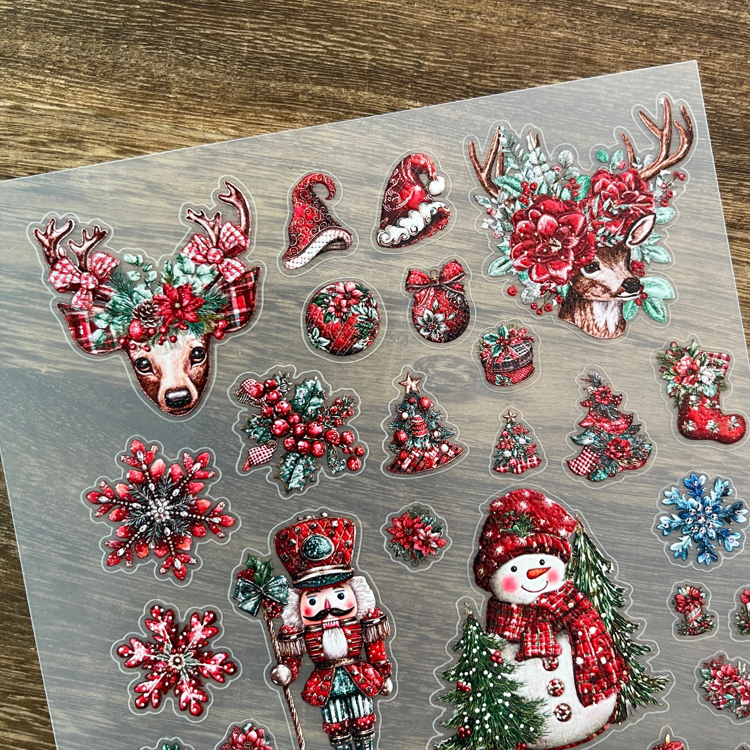 3D Vintage Christmas PET Stickers 1pcs