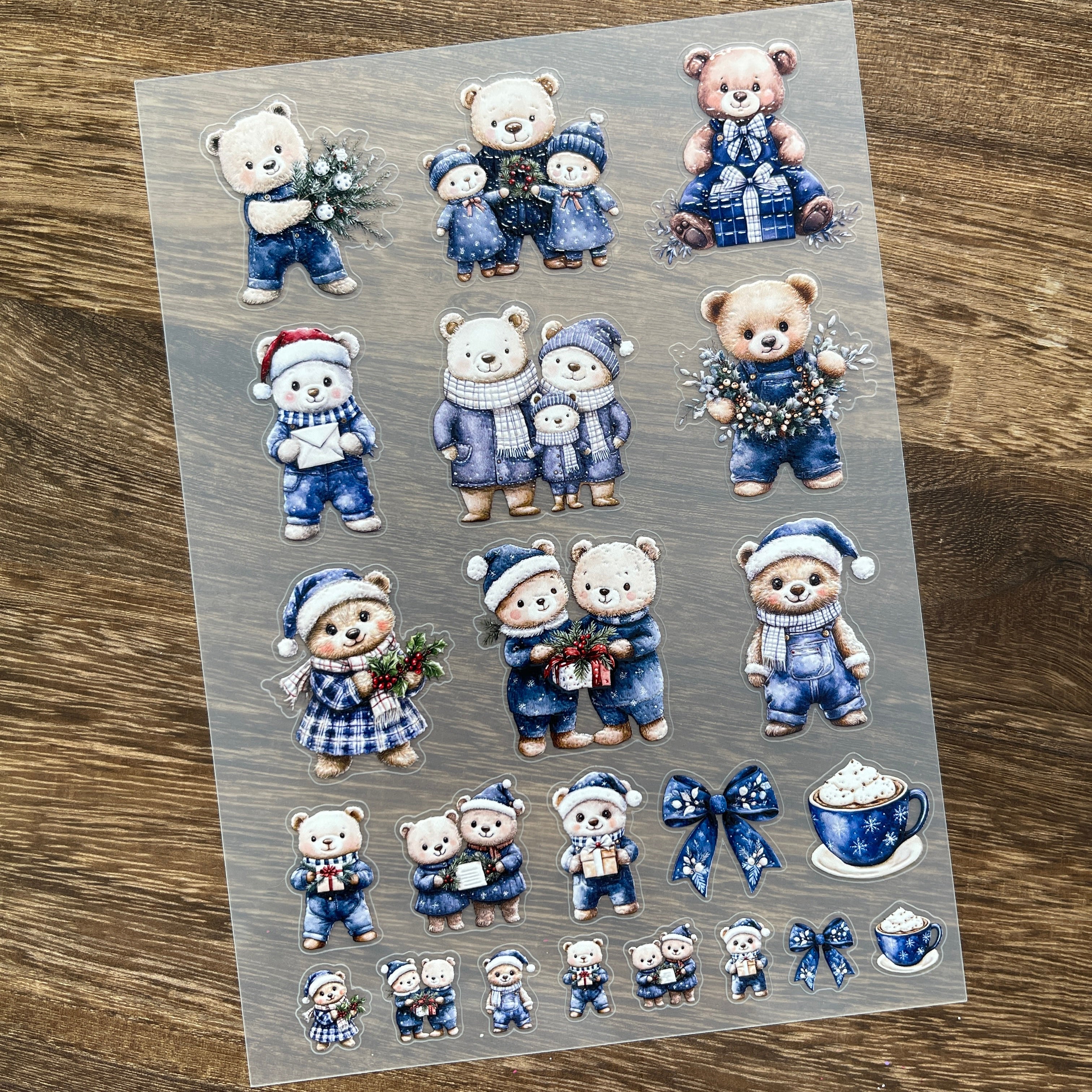 3D Christmas bear PET Stickers 1pcs