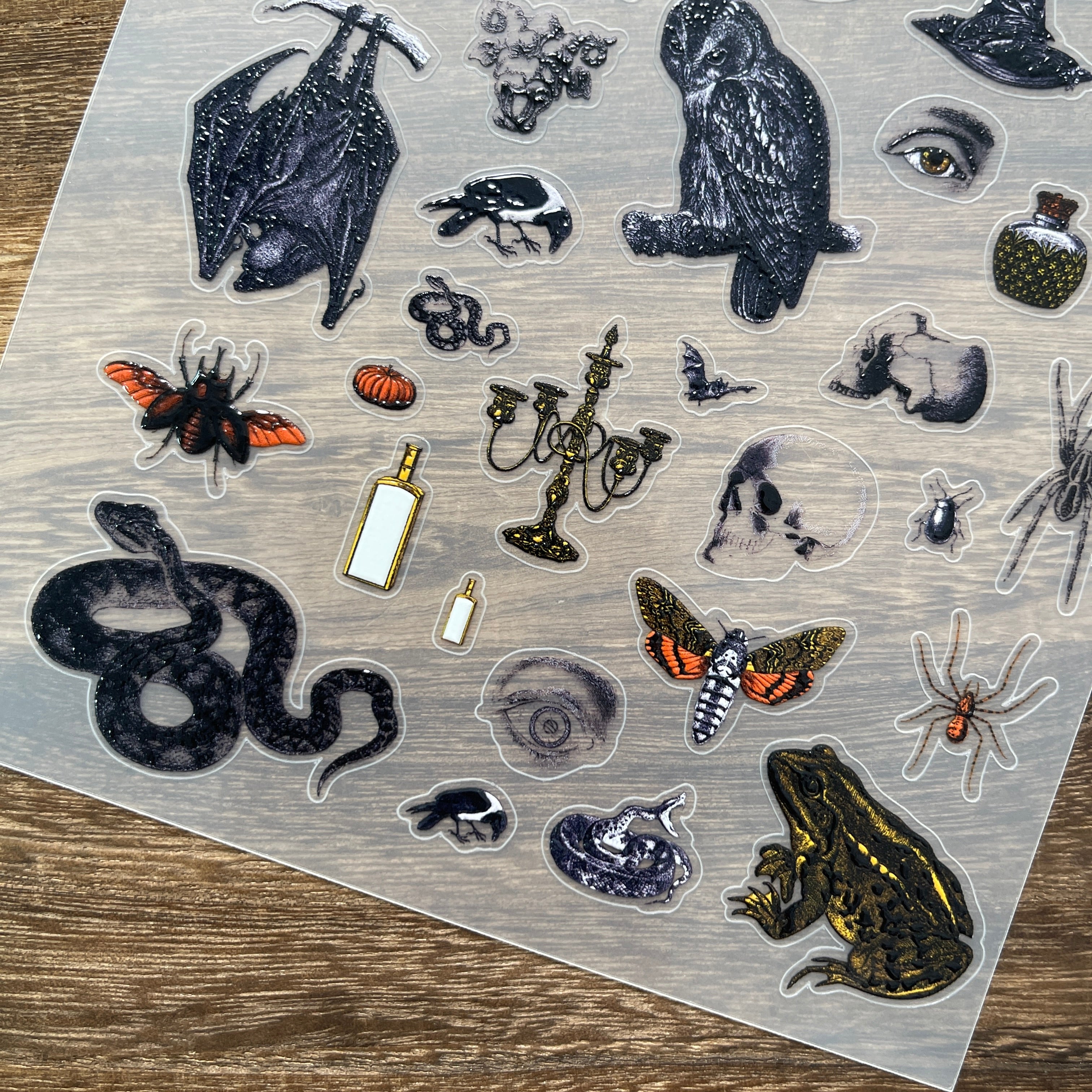 3D Vintage Halloween Skeleton PET Stickers 1pcs