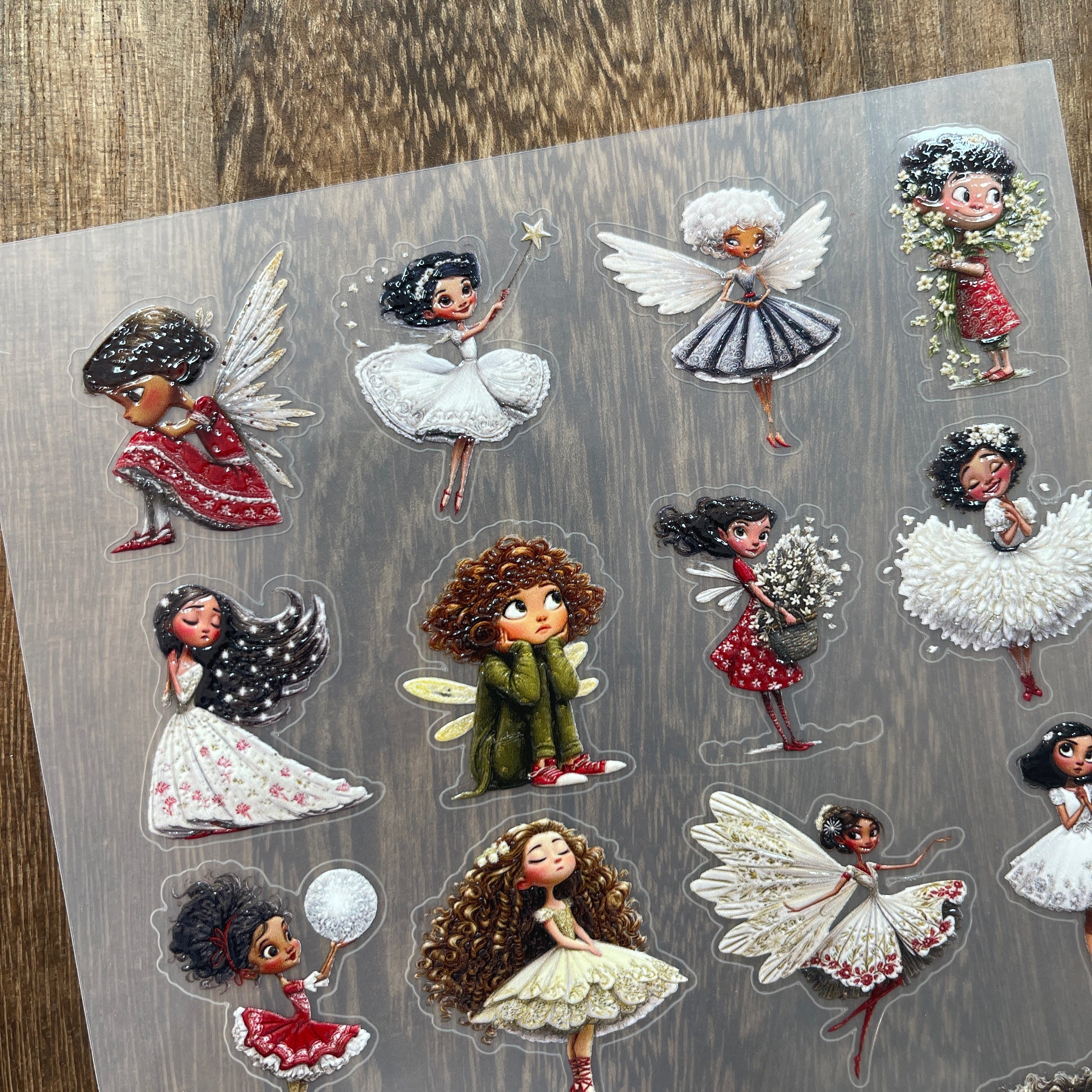 3D Elf girls PET Stickers 1pcs