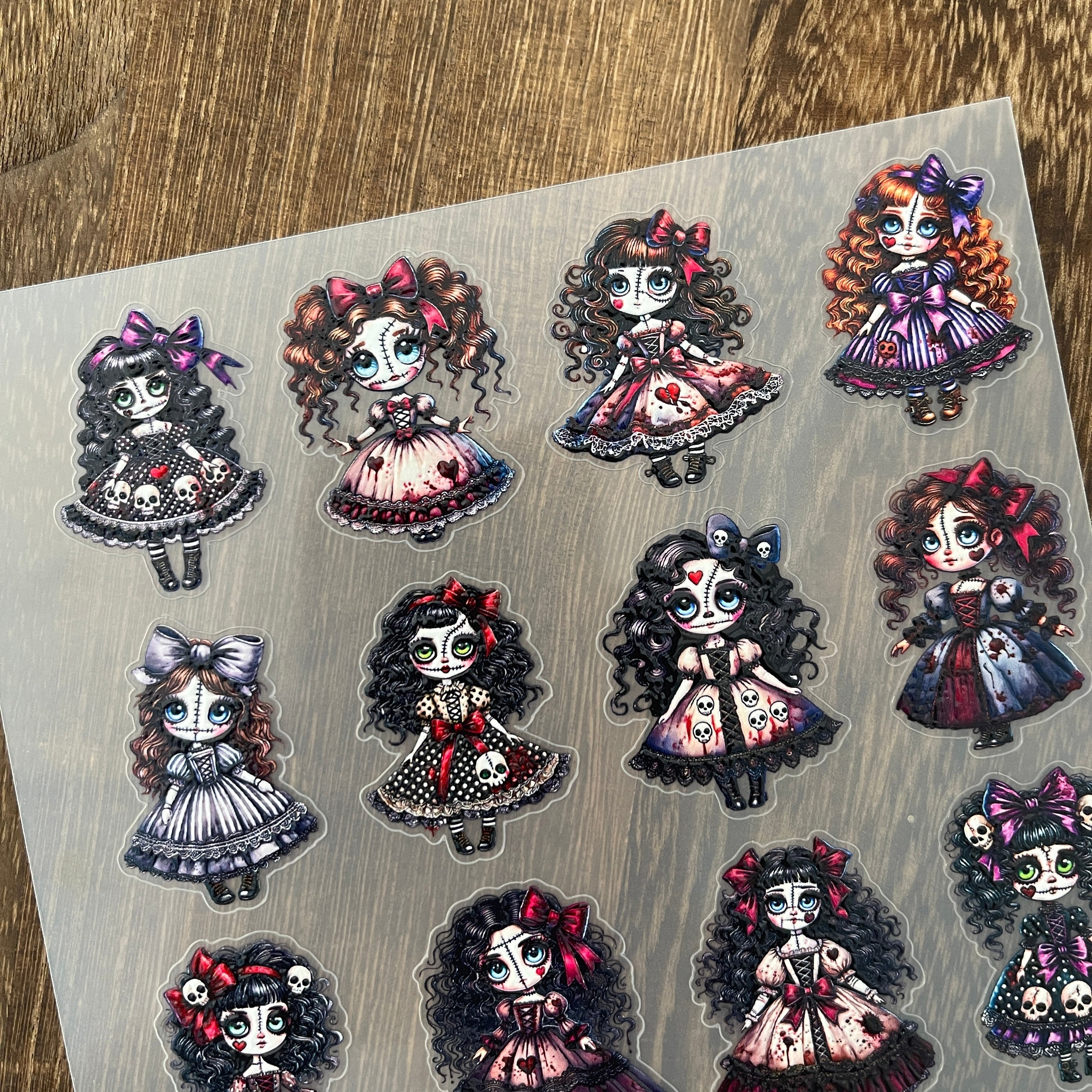 3D Dark doll PET Stickers 1pcs