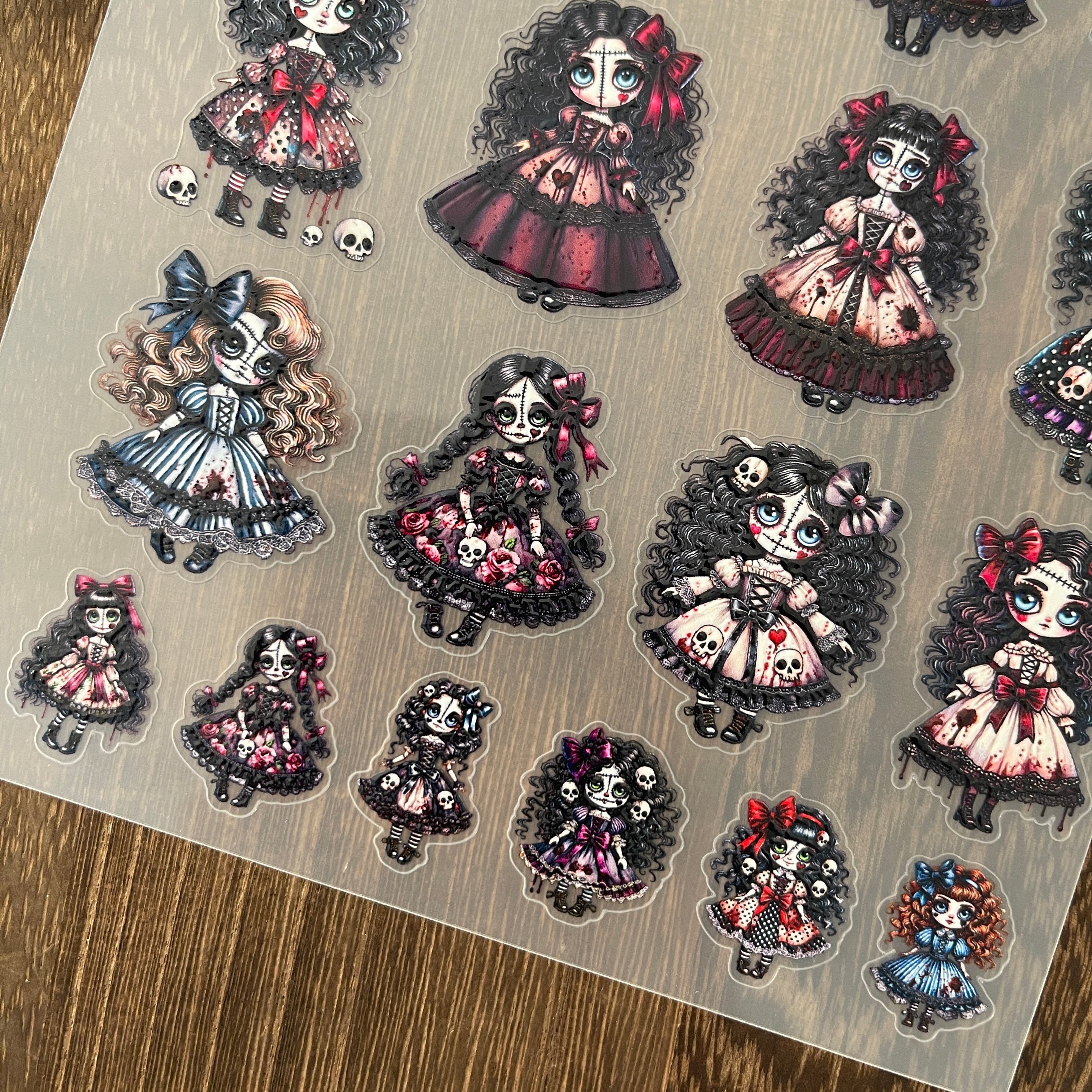 3D Dark doll PET Stickers 1pcs