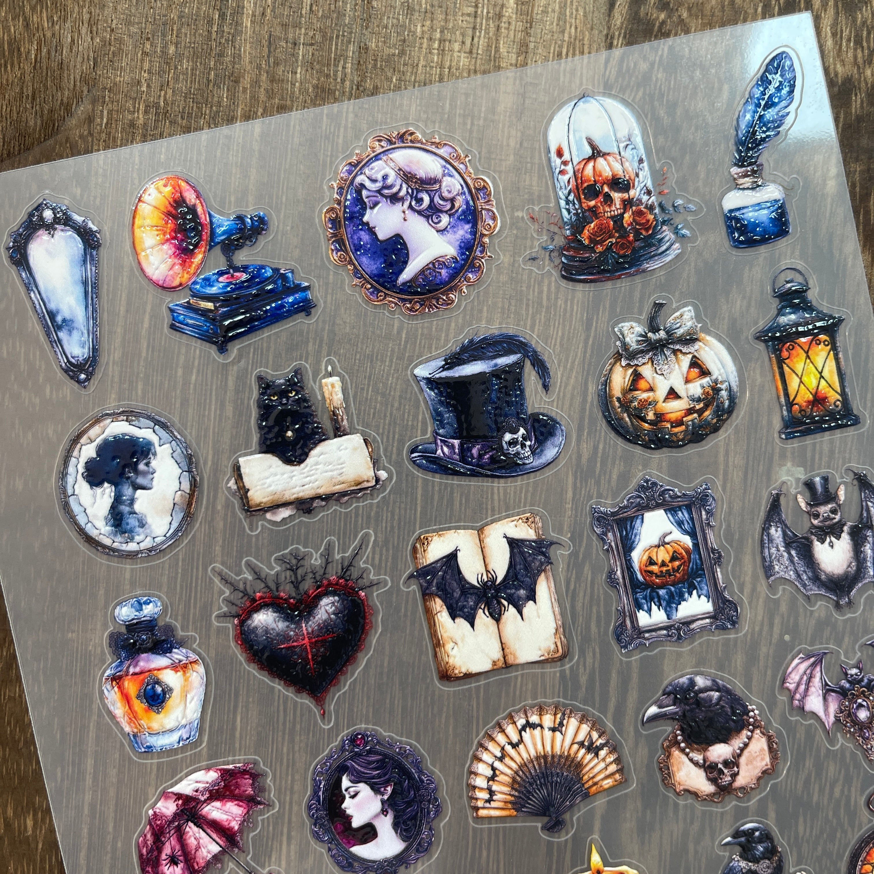 3D Victorian Halloween Antiques PET Stickers 1pcs