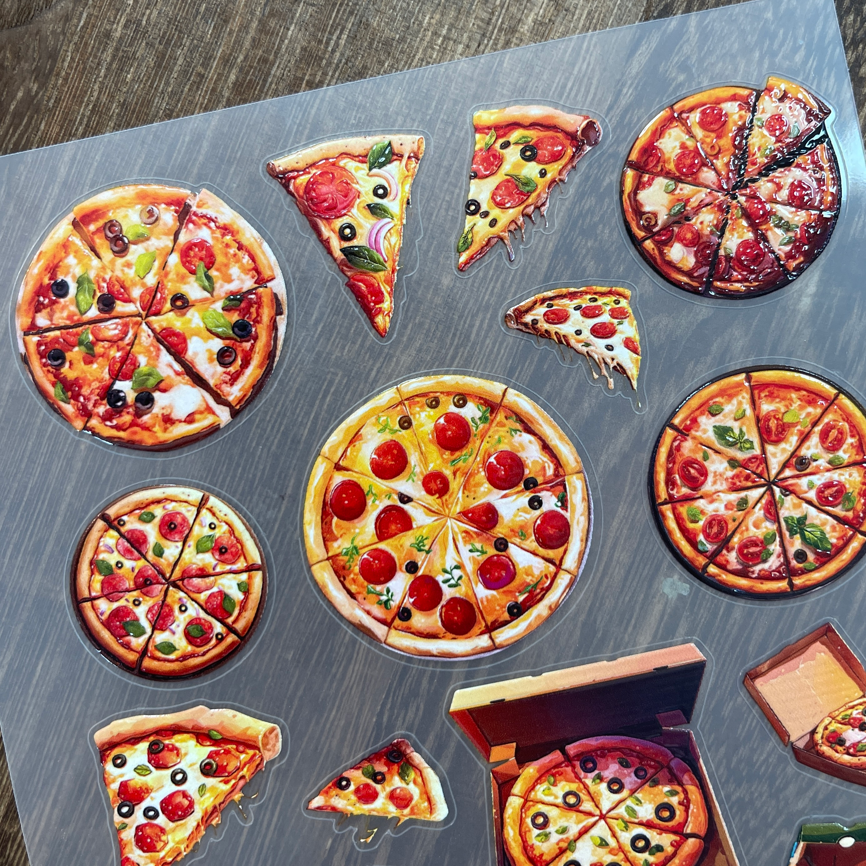 3D Pizza PET Stickers 1pcs
