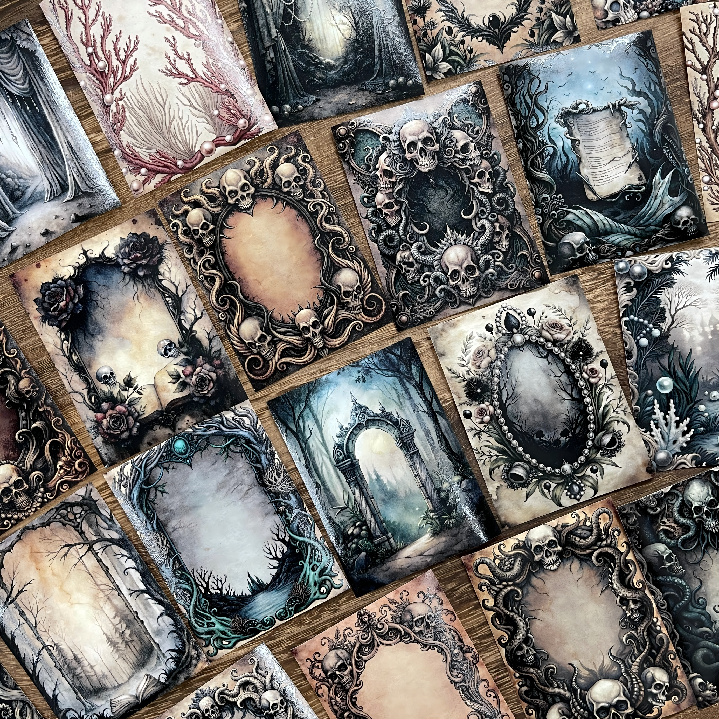 Dark Skull Washi background stickers 1 pack 30 Pcs 6.7*9 cm