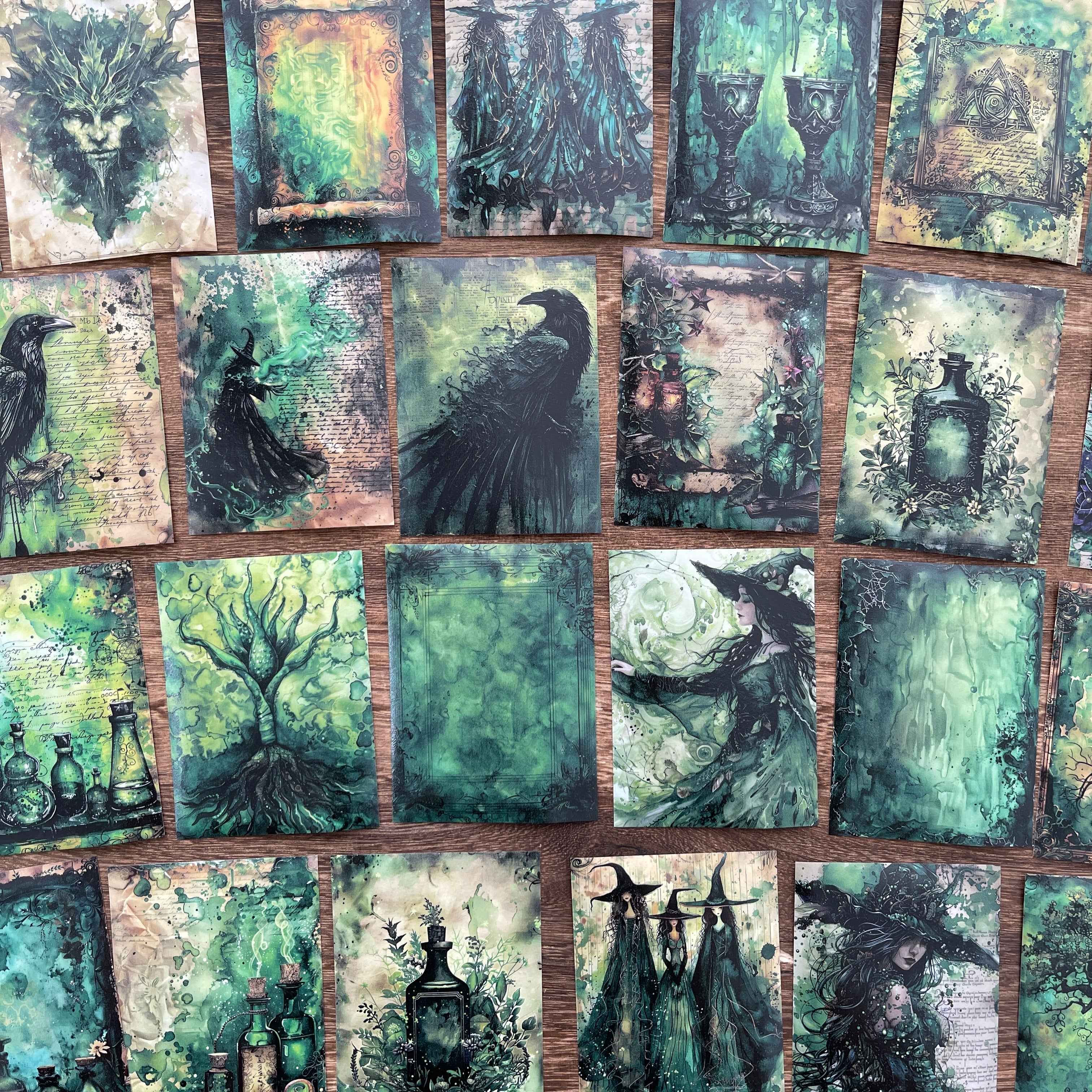 Green witch Washi background stickers 1 pack 30 Pcs 6.7*9 cm