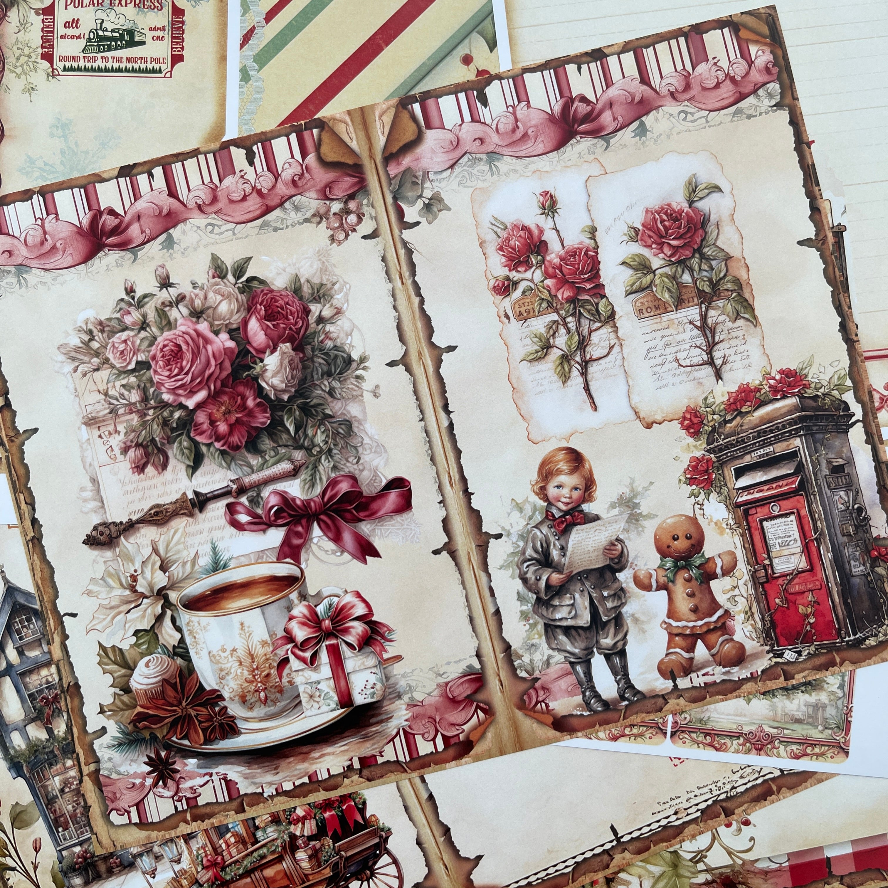 A4 size Vintage Christmas Style Paper 31 pcs