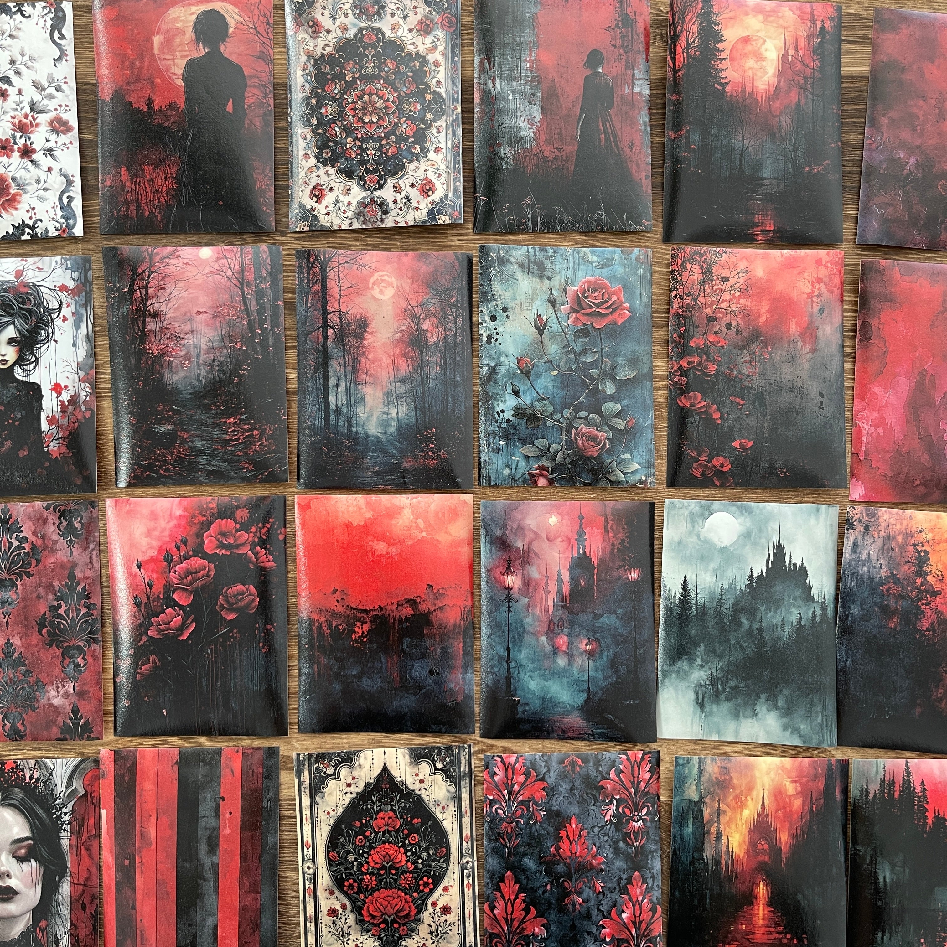 Red gothic style Washi background stickers 1 pack 30 Pcs 6.7*9 cm