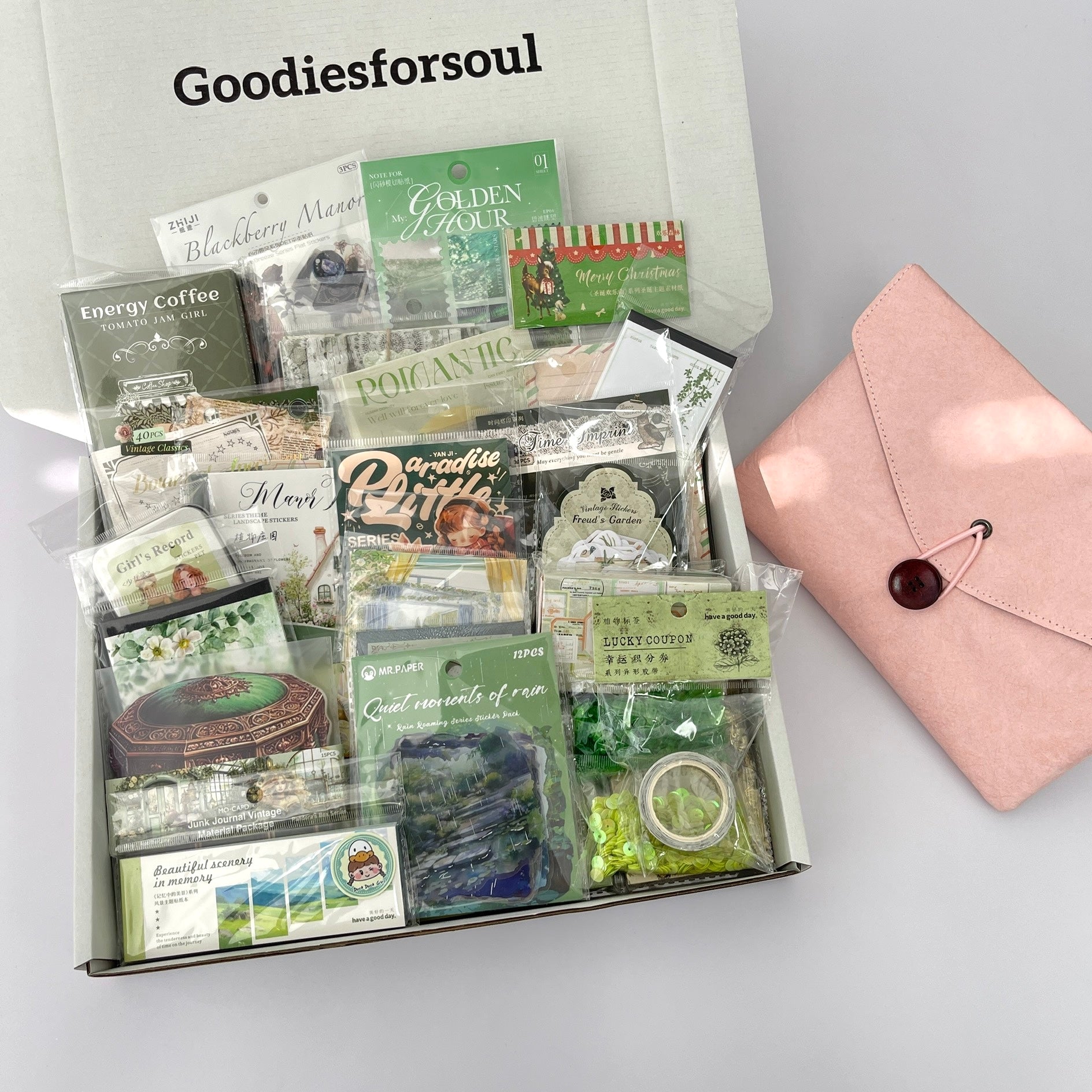 1110 B106 Green journaling supplies mixed bundle