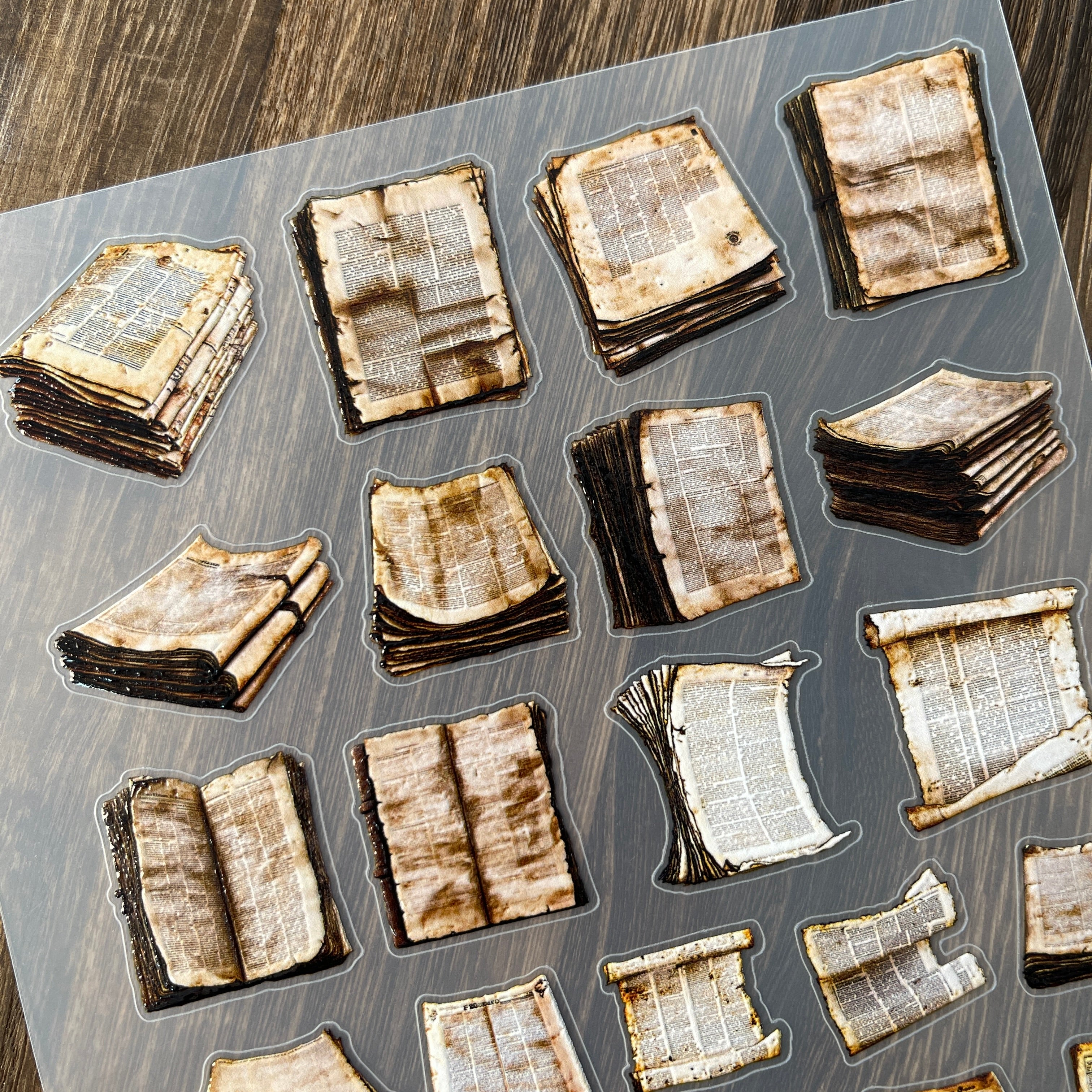 3D Vintage newspaper PET Stickers 1pcs