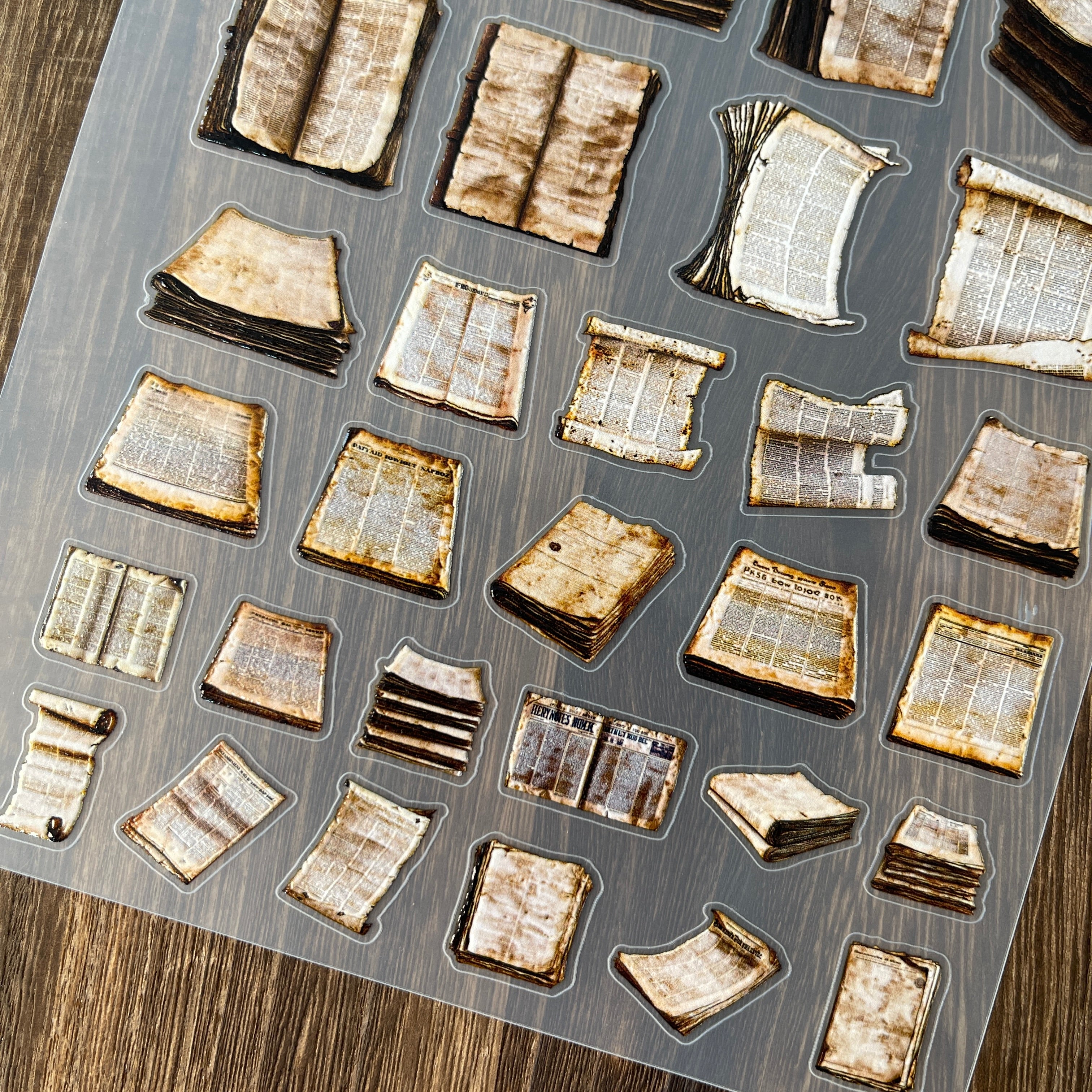 3D Vintage newspaper PET Stickers 1pcs