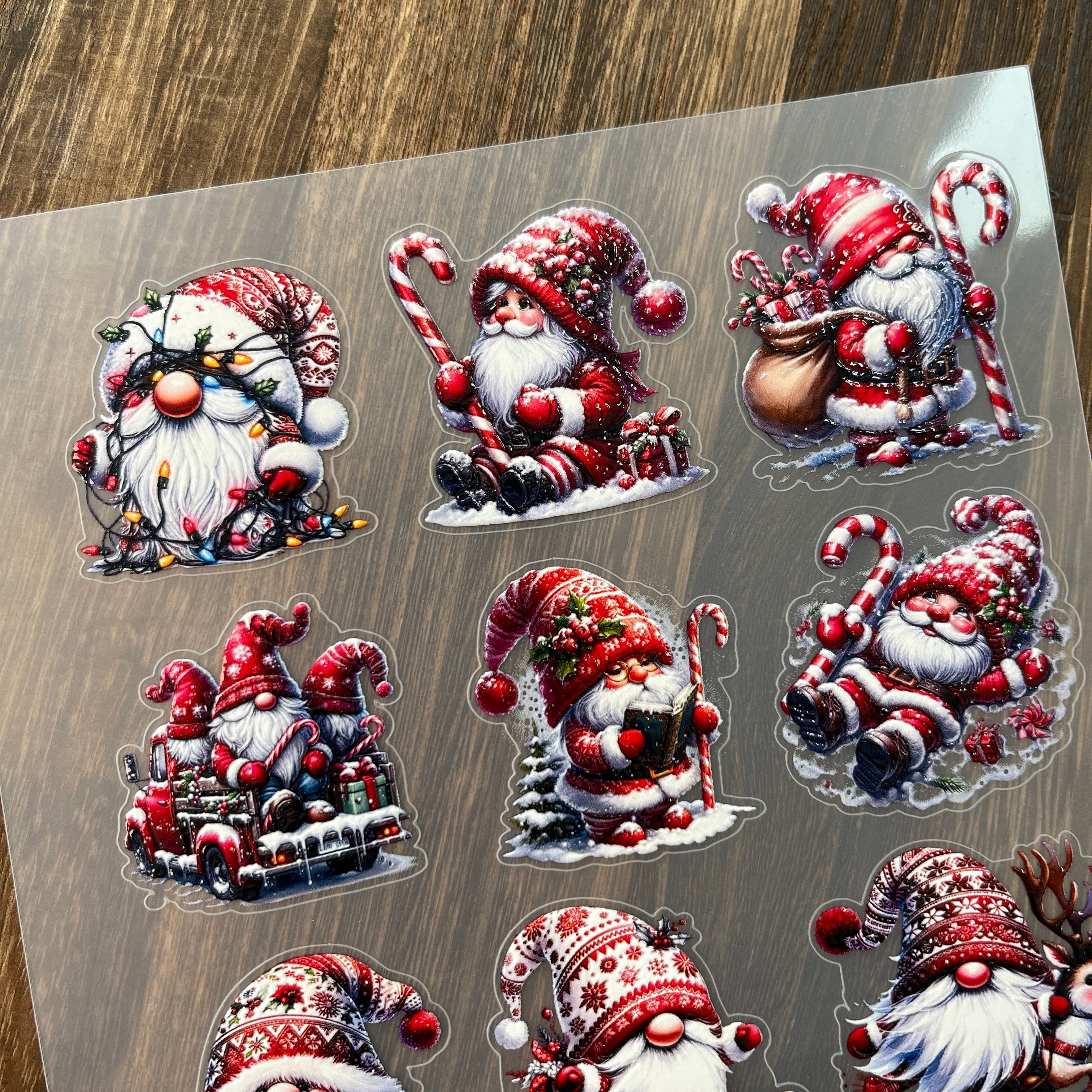 3D Christmas gnome PET Stickers 1pcs