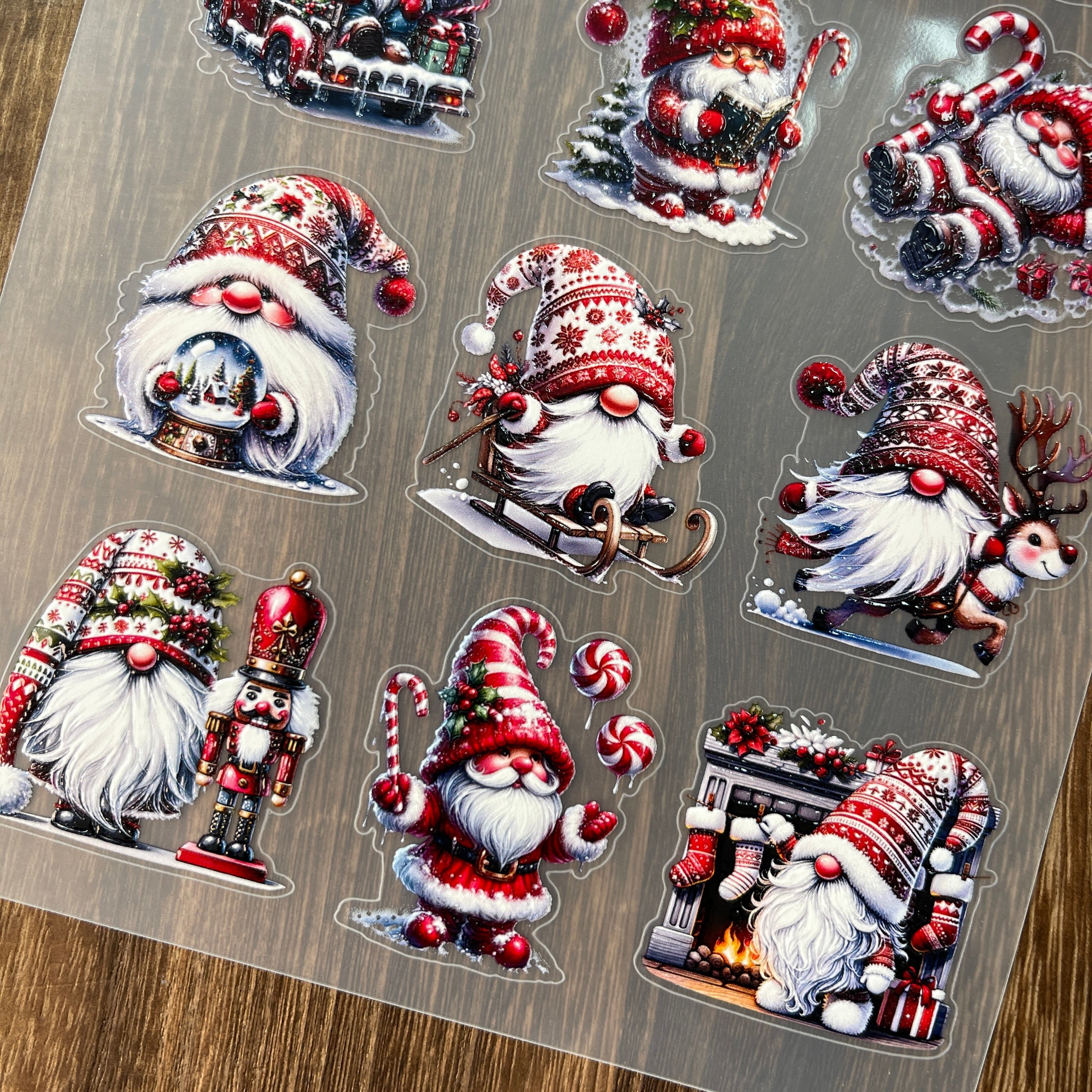 3D Christmas gnome PET Stickers 1pcs