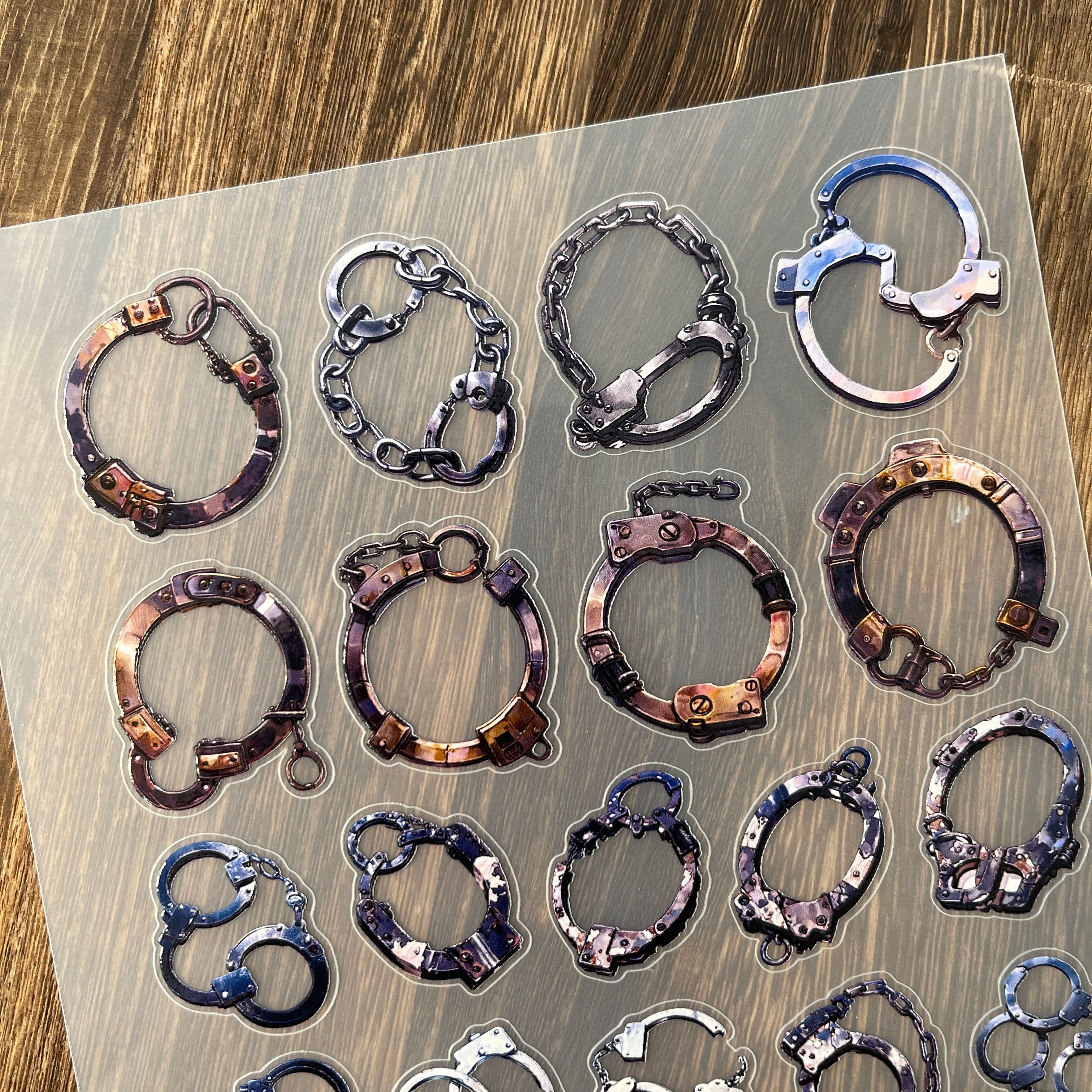 3D Handcuffs PET Stickers 1pcs