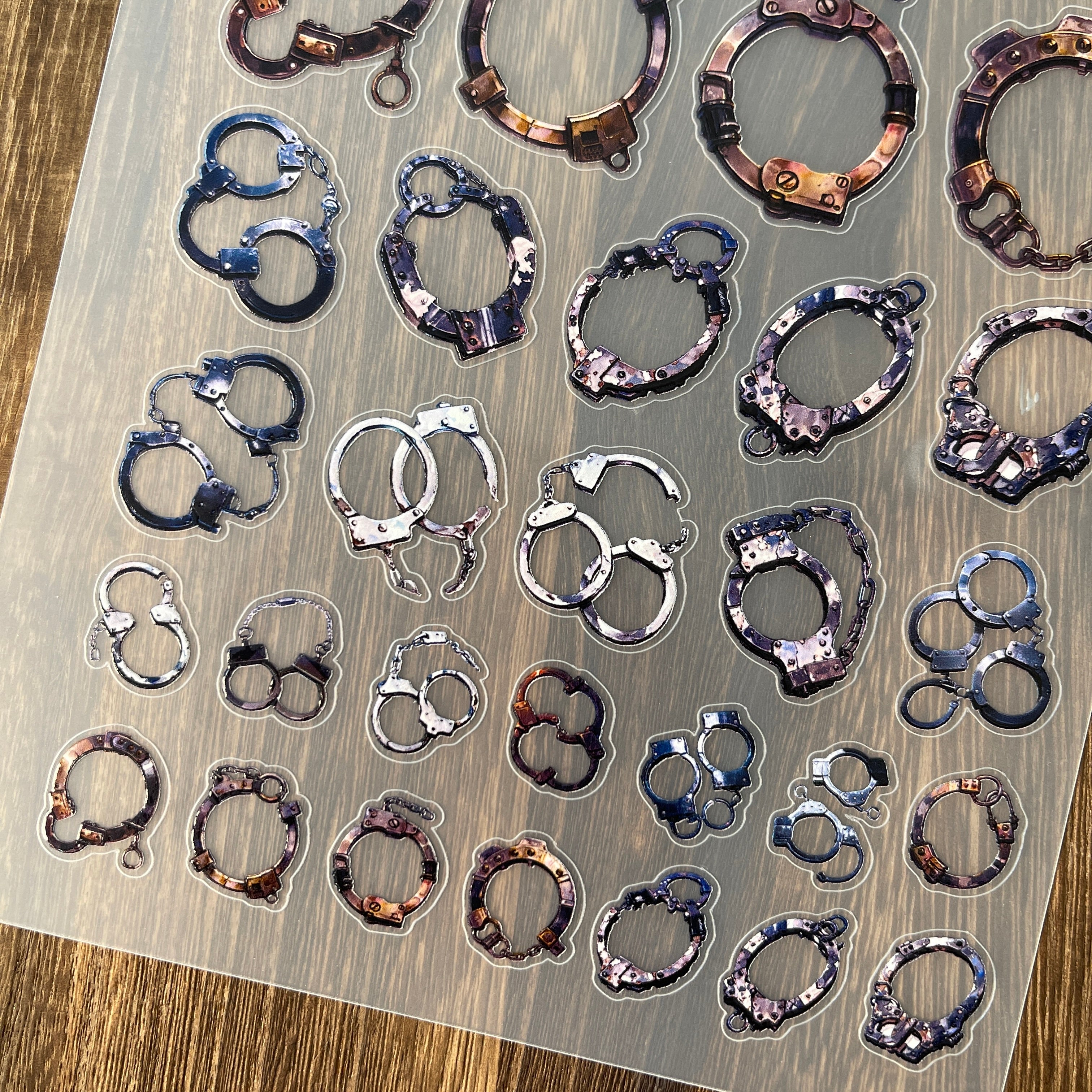 3D Handcuffs PET Stickers 1pcs