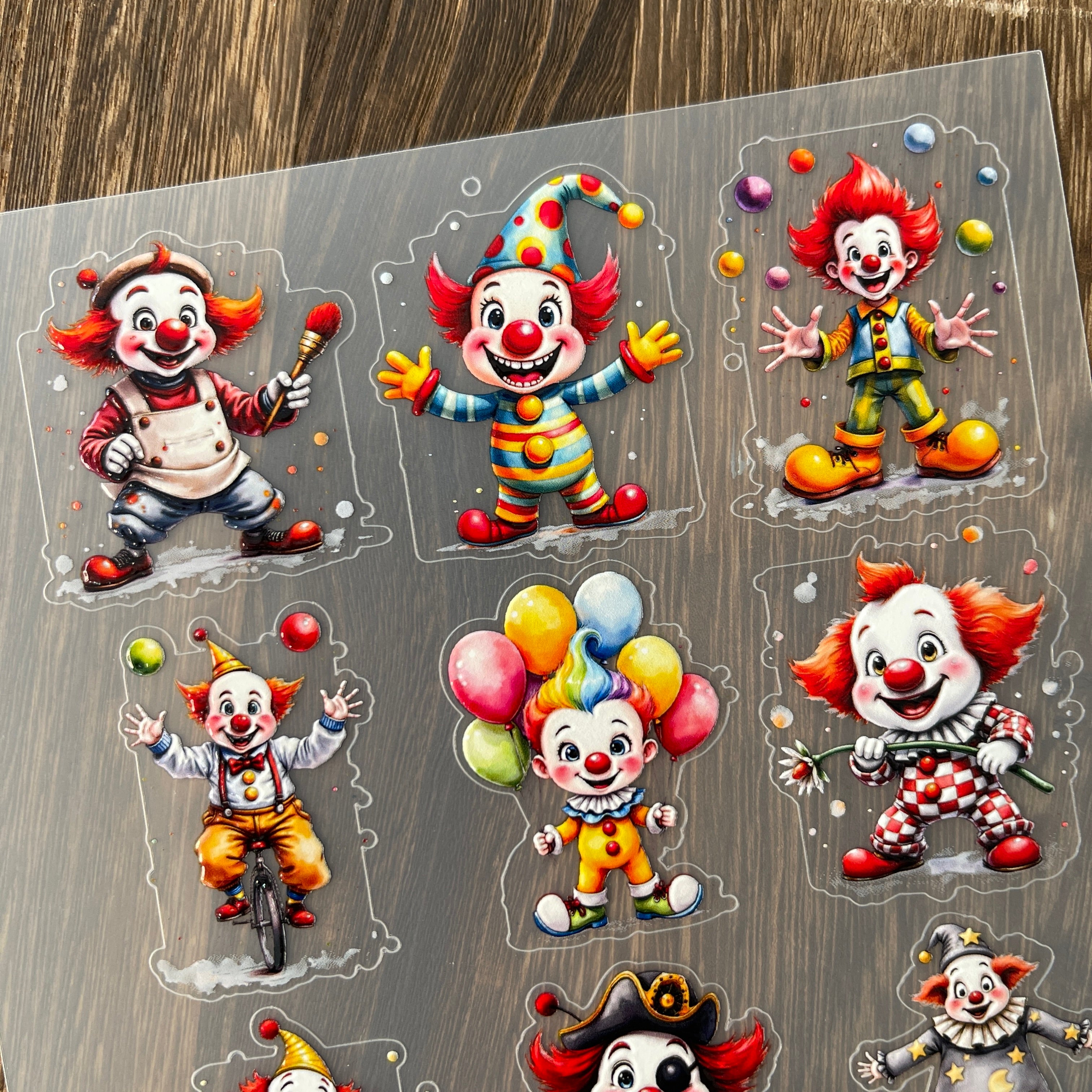 3D Cute clown PET Stickers 1pcs