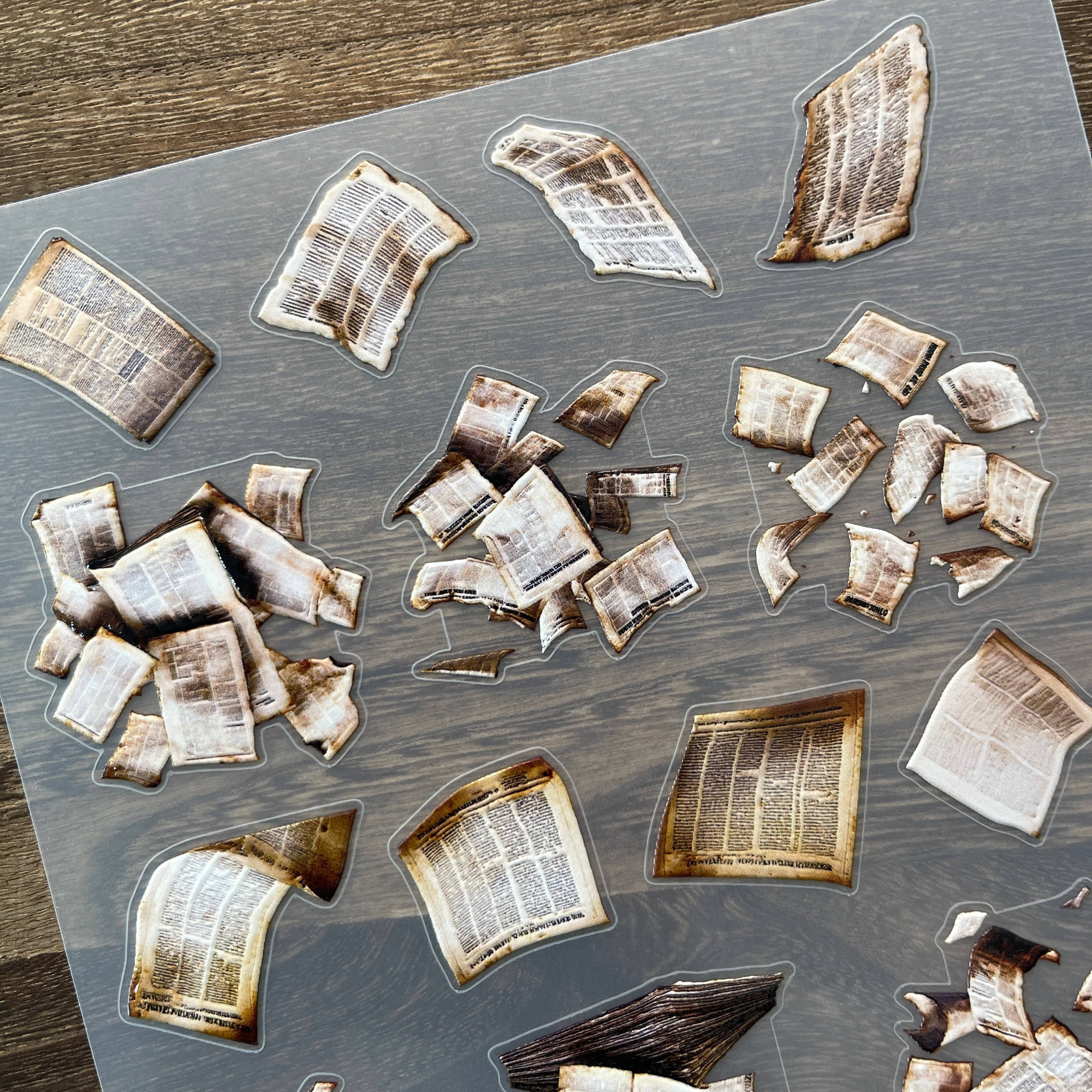 3D Falling newspapers PET Stickers 1pcs