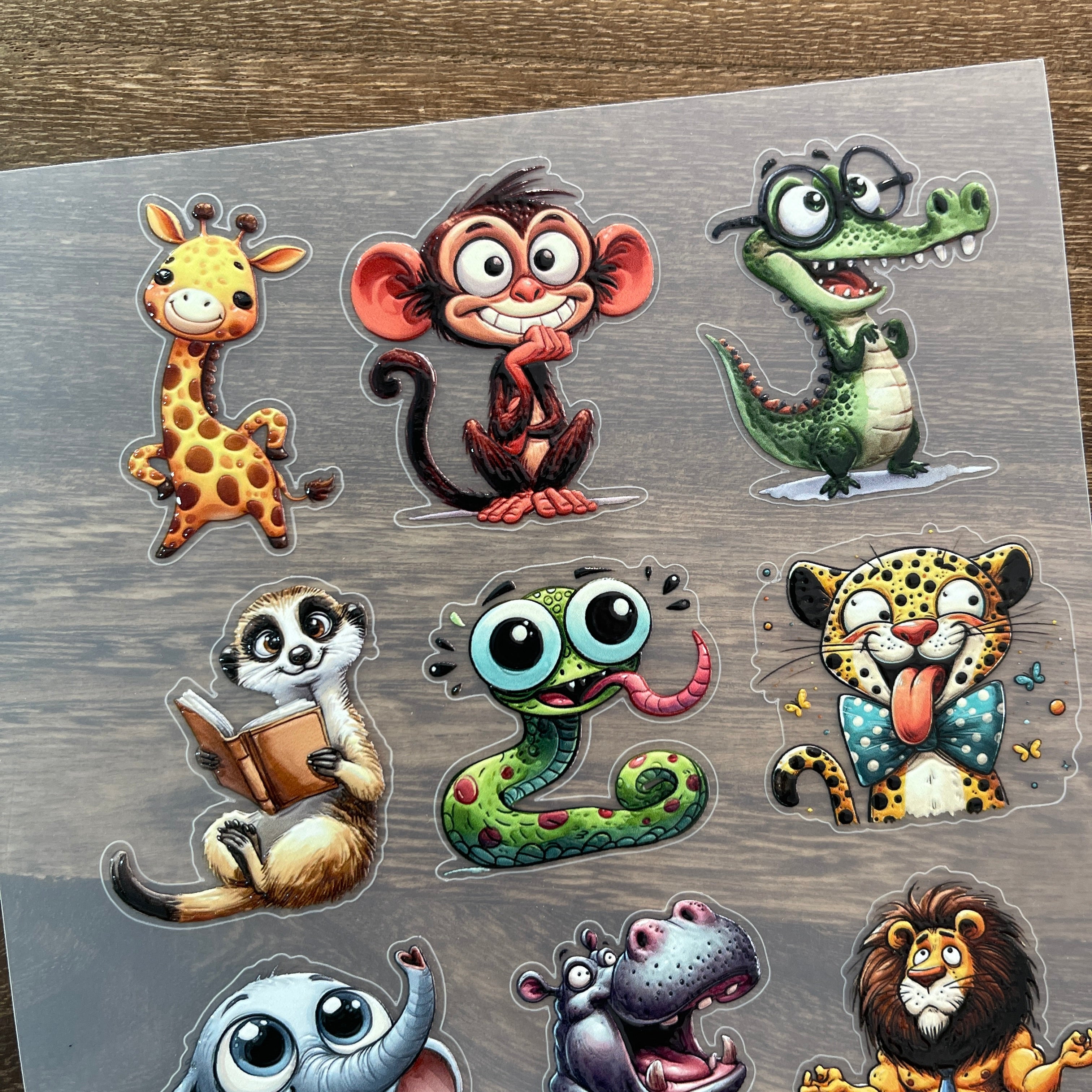 3D Cartoon animals PET Stickers 1pcs