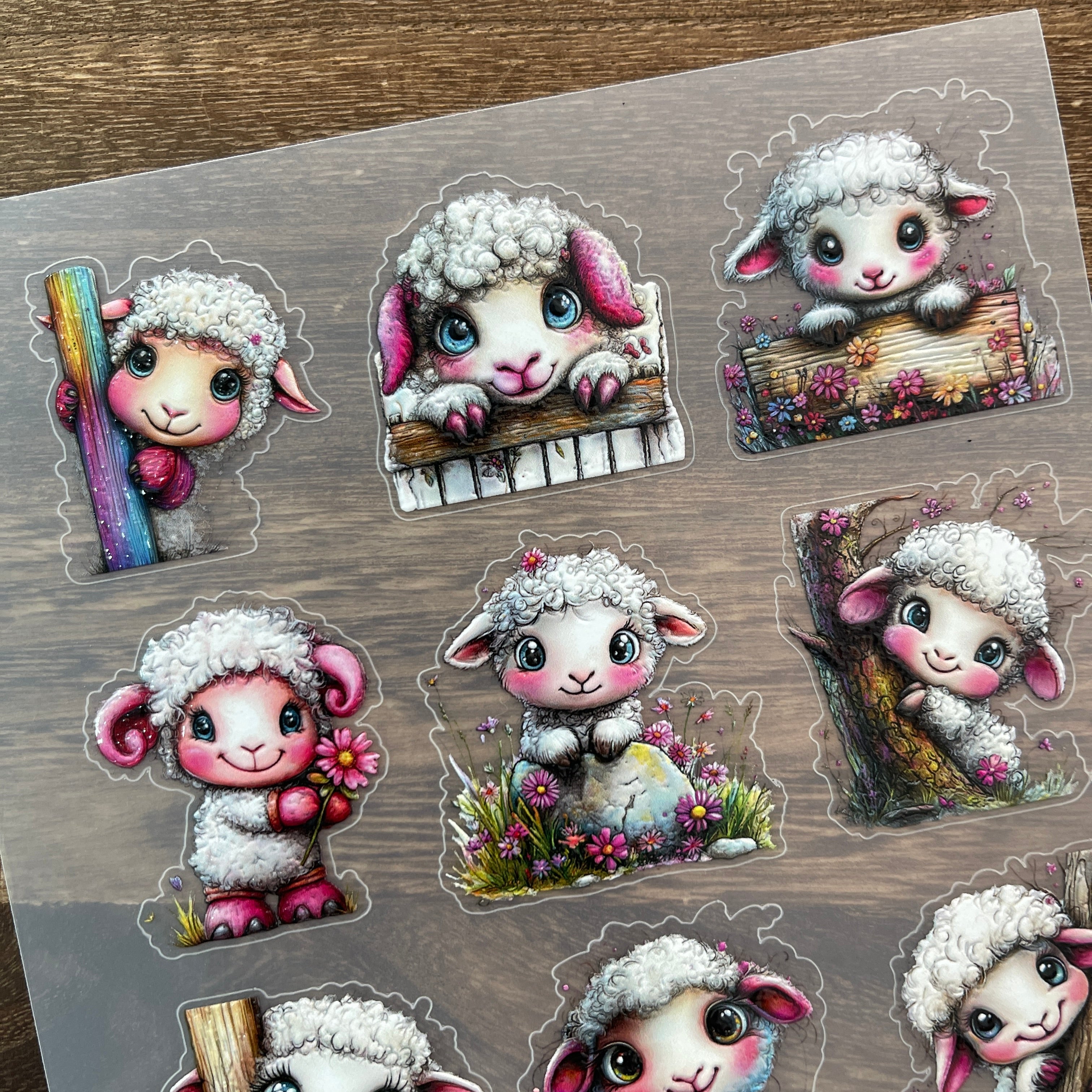 3D Cute Watercolor Lamb PET Stickers 1pcs