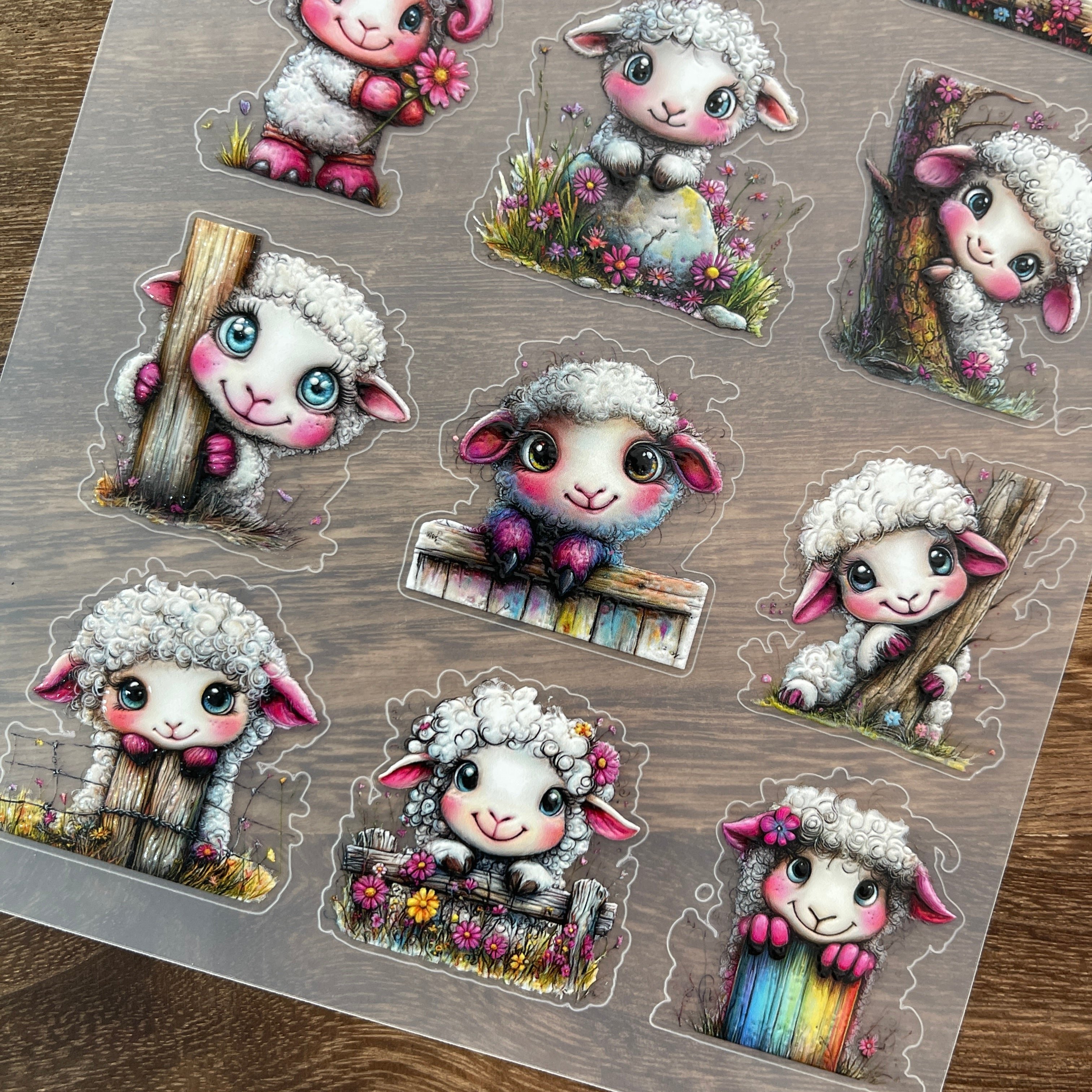 3D Cute Watercolor Lamb PET Stickers 1pcs