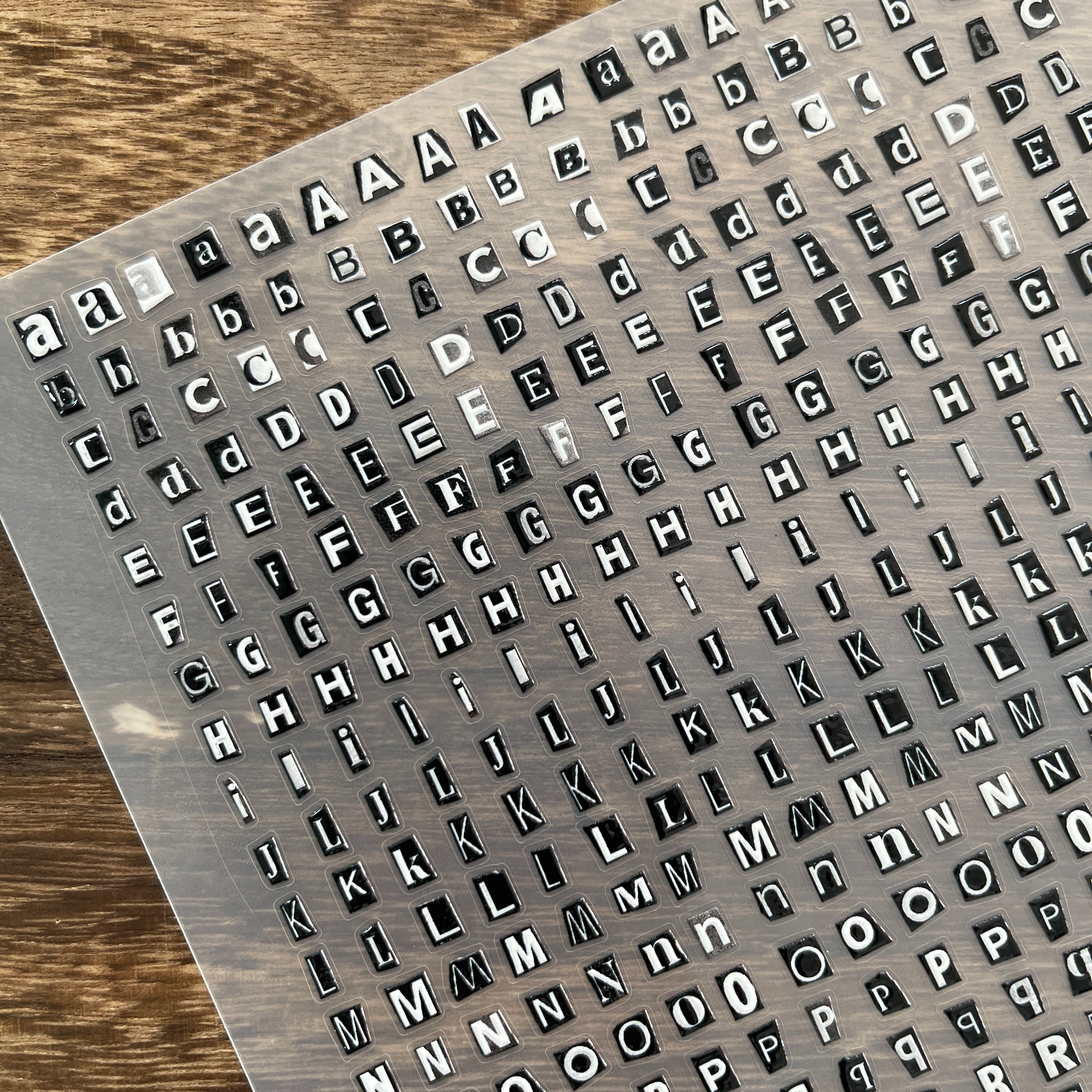 3D Mini black and white letters PET Stickers 1pcs