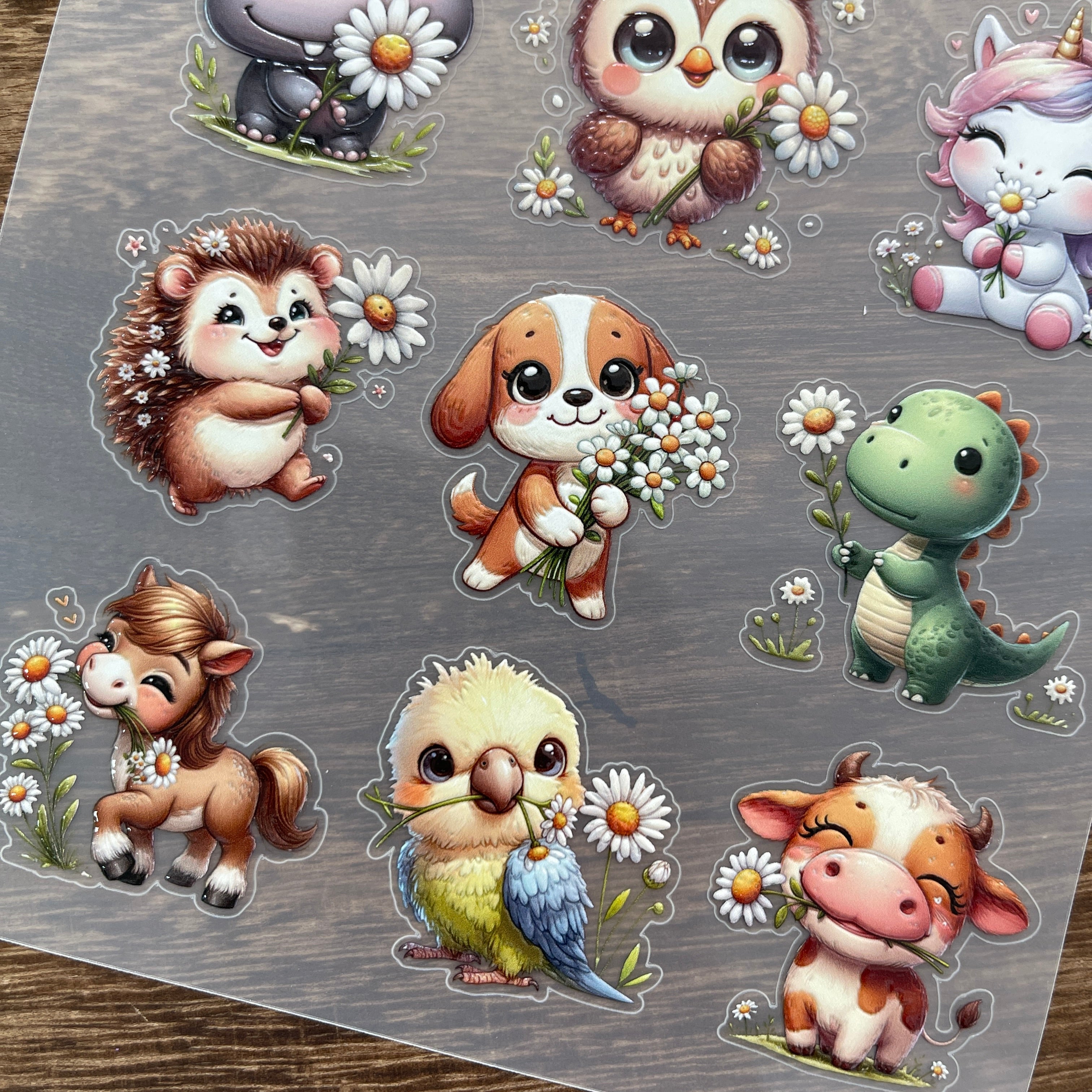 3D Cute animals PET Stickers 1pcs