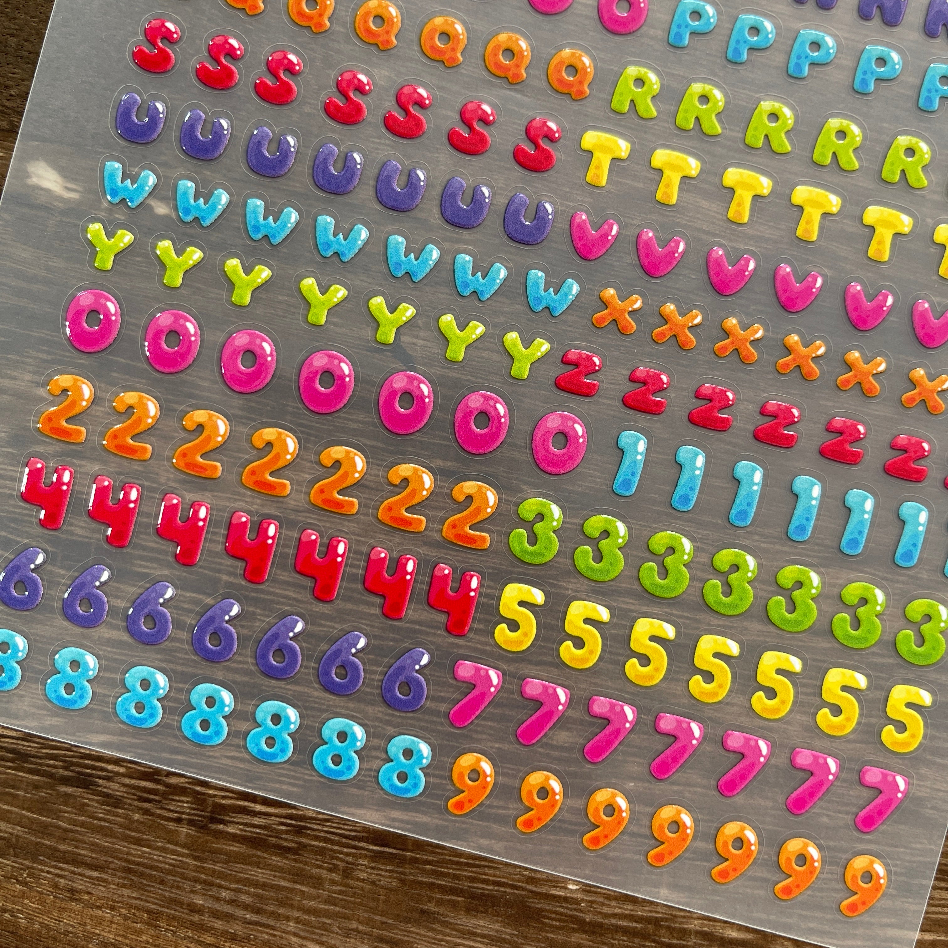 3D Candy numbers and letters PET Stickers 1pcs