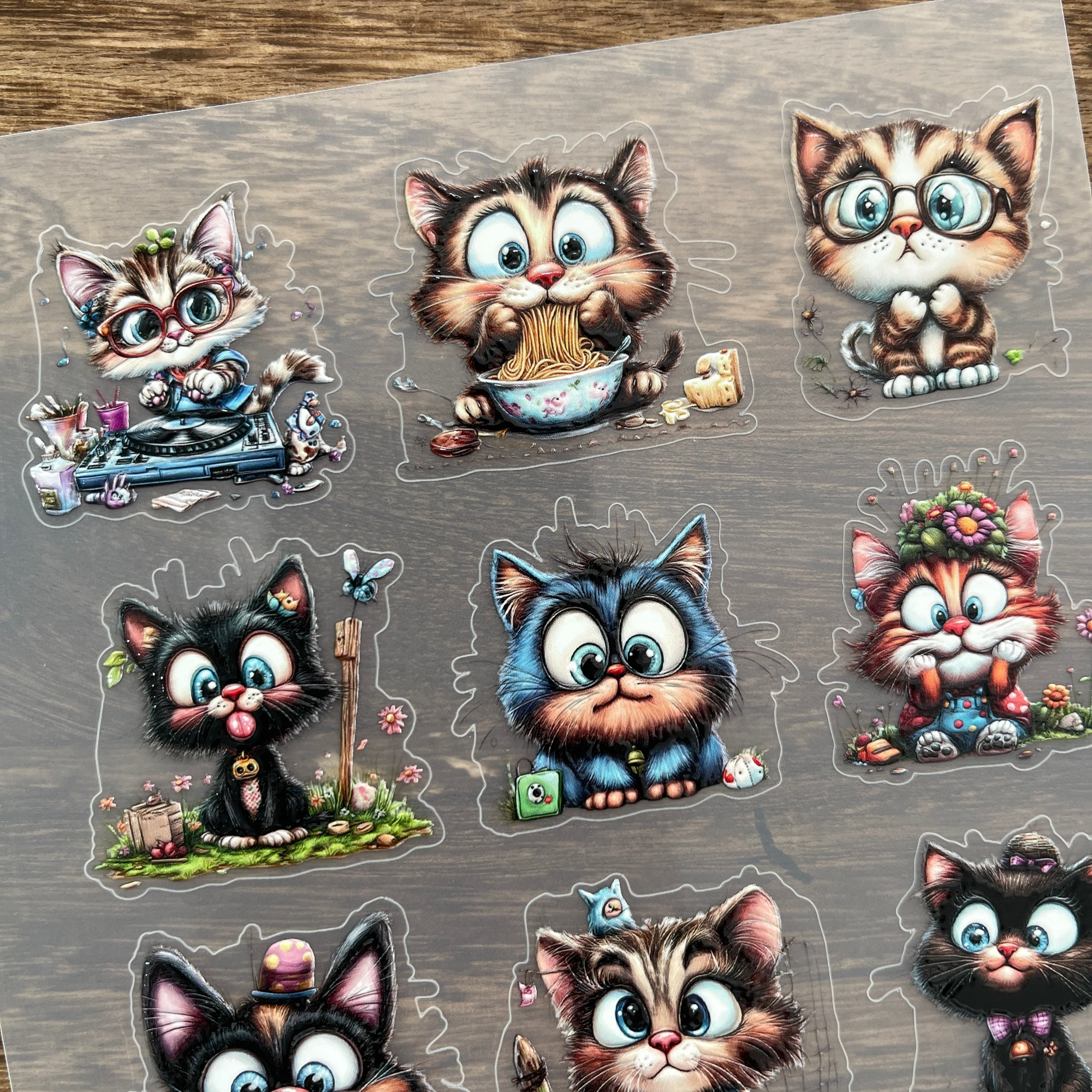 3D Cute cat PET Stickers 1pcs