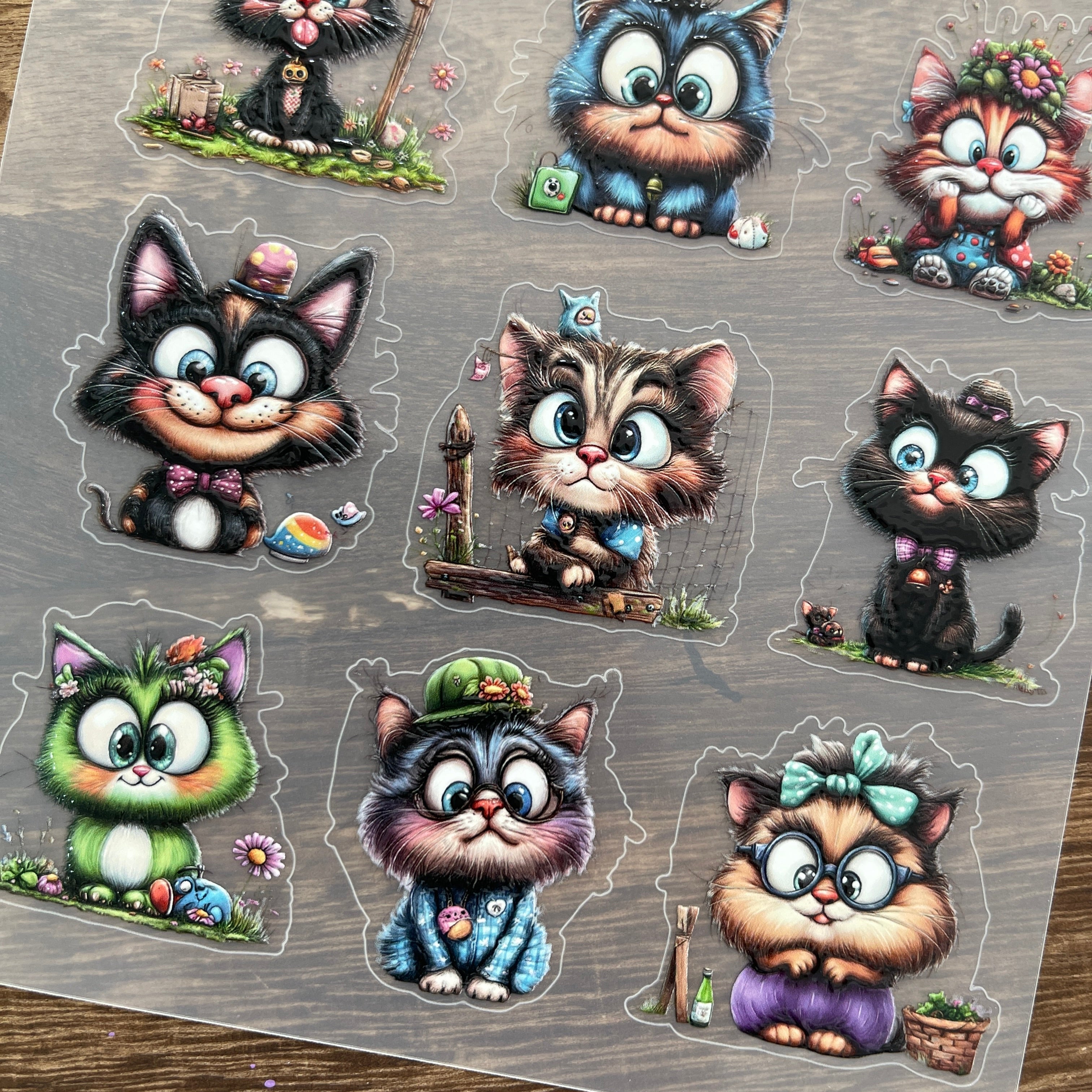 3D Cute cat PET Stickers 1pcs