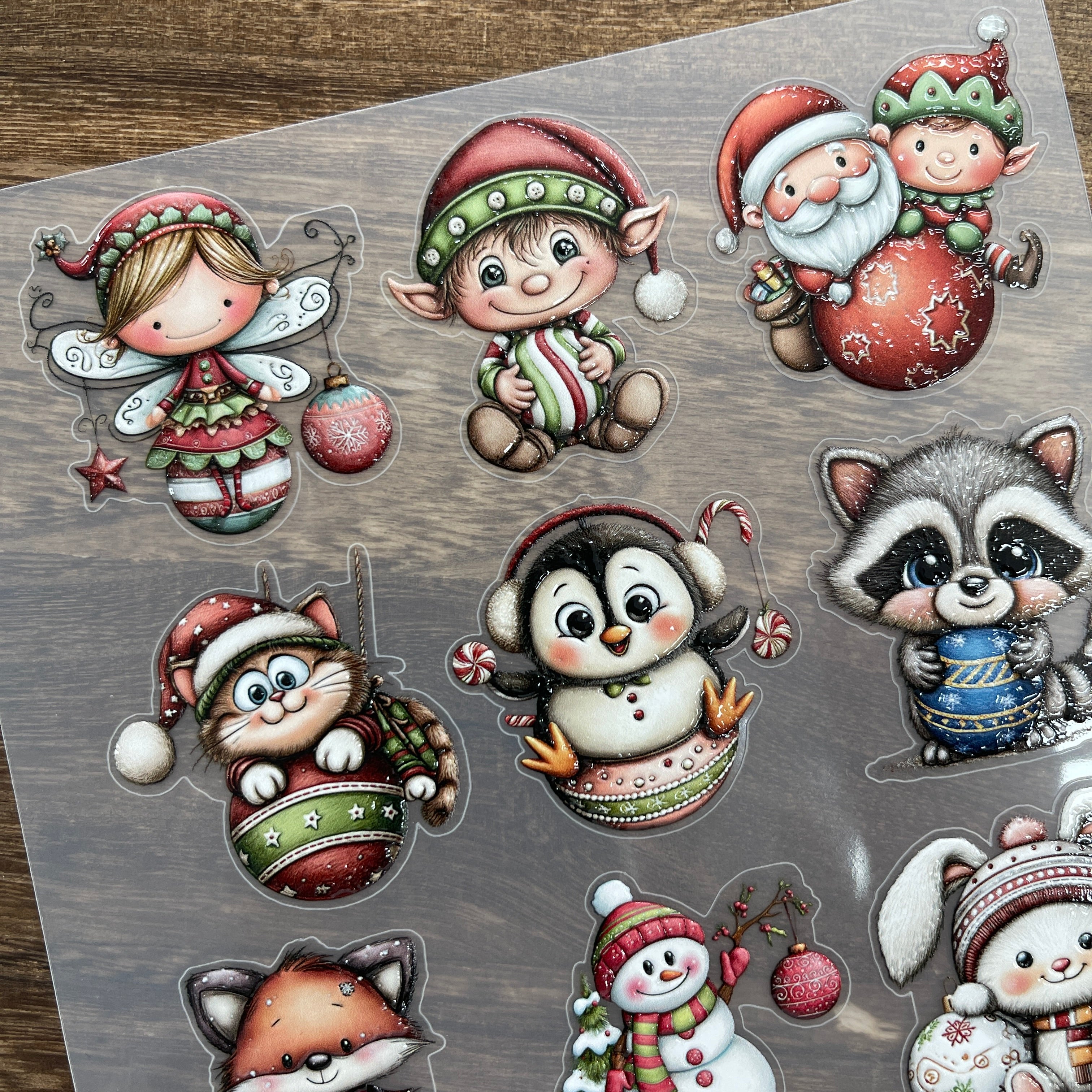 3D Cartoon christmas PET Stickers 1pcs
