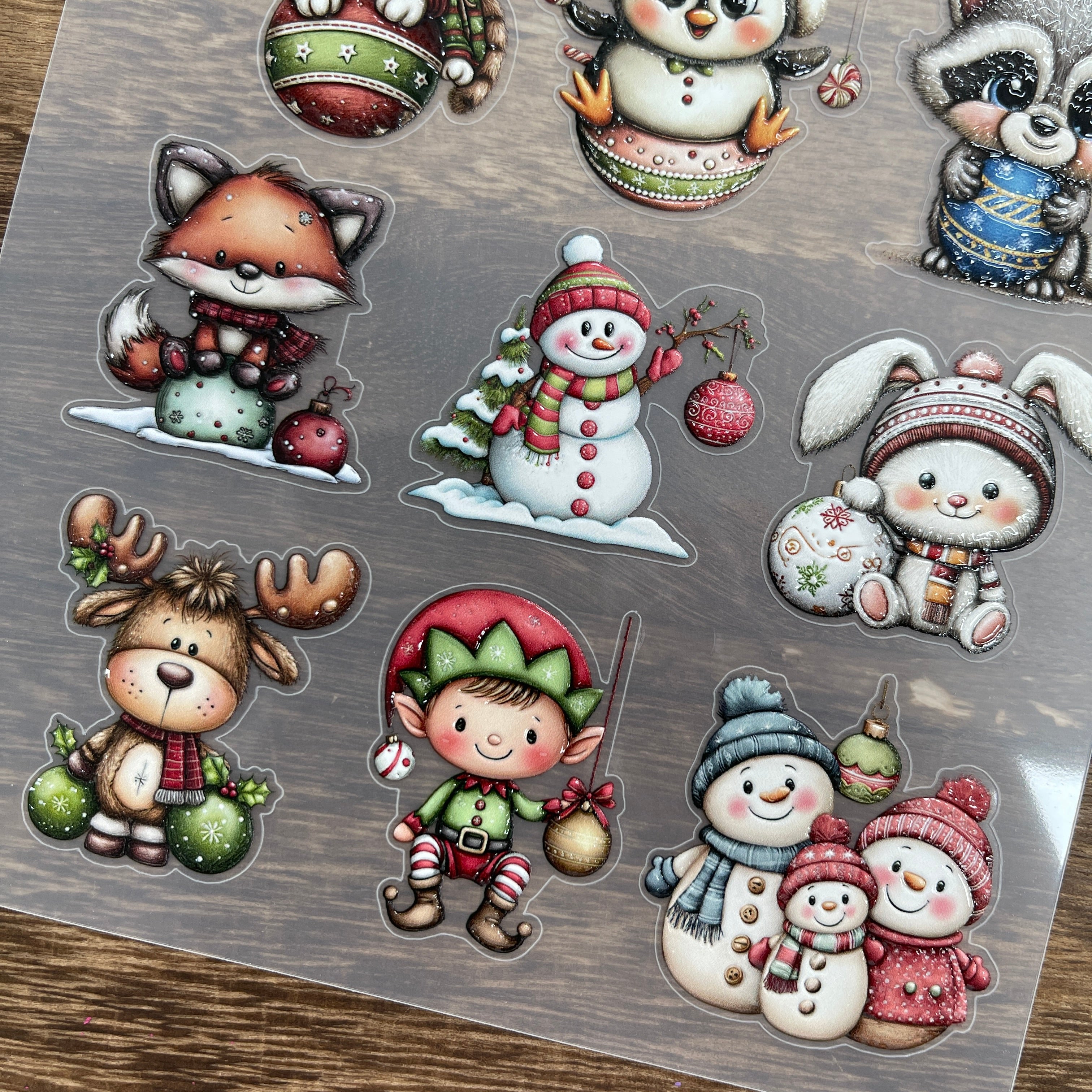 3D Cartoon christmas PET Stickers 1pcs