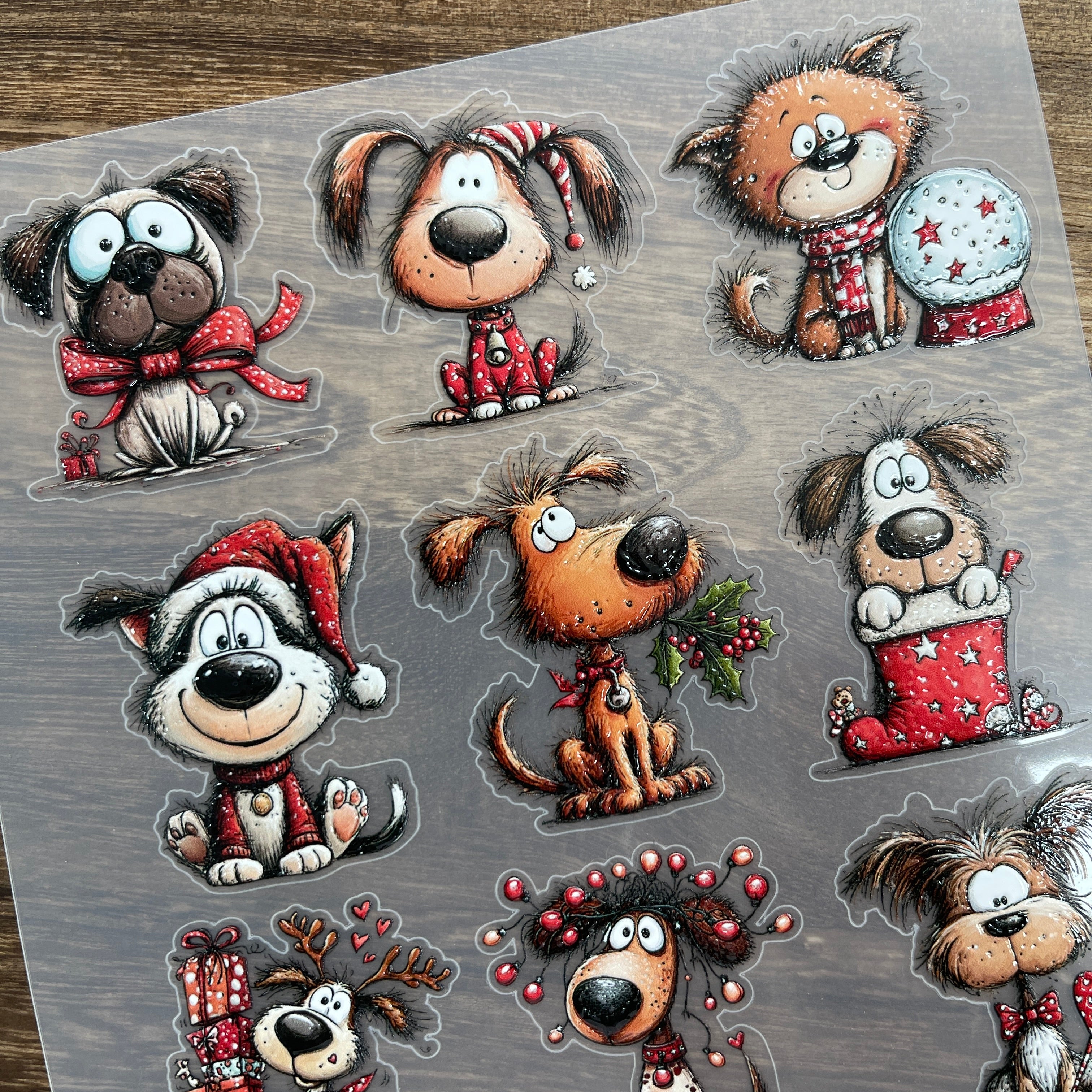 3D Christmas puppy PET Stickers 1pcs