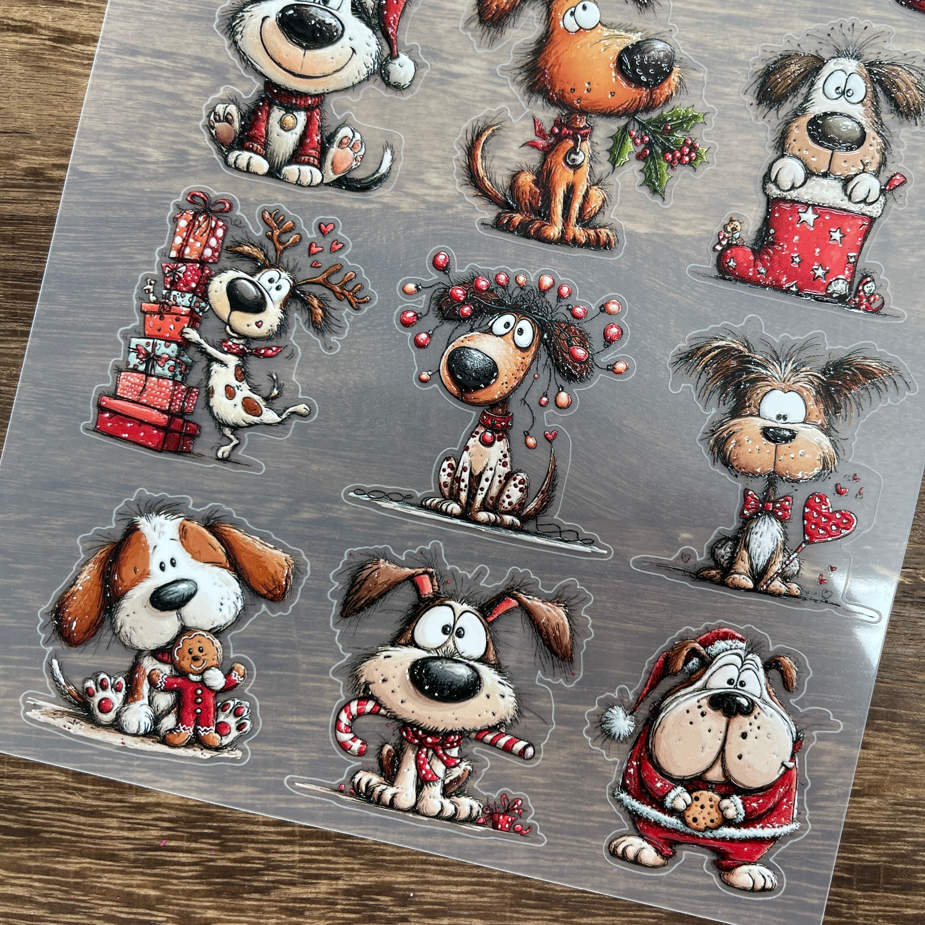 3D Christmas puppy PET Stickers 1pcs
