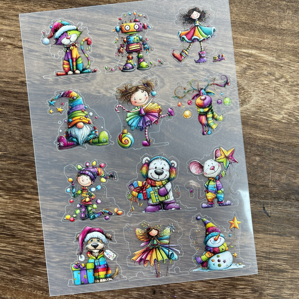 Colorable Pet Stickers 3D Colorful Christmas PET Stickers 1pcs – Goodiesforsoul