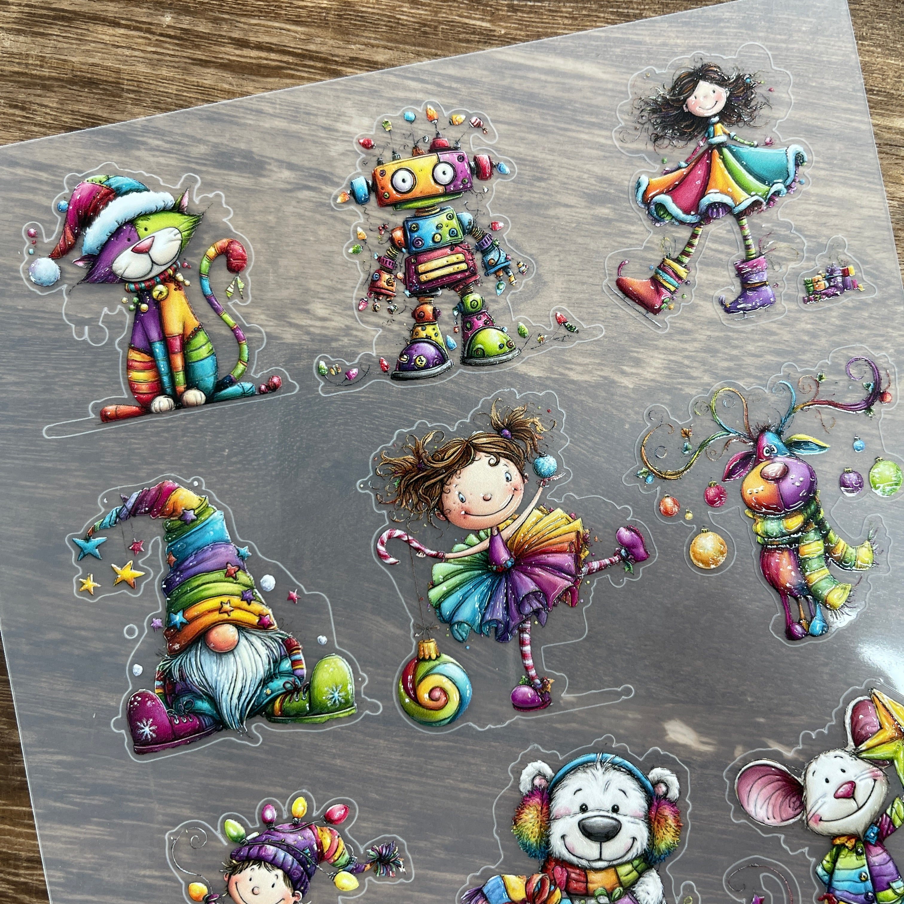 3D Colorful Christmas PET Stickers 1pcs