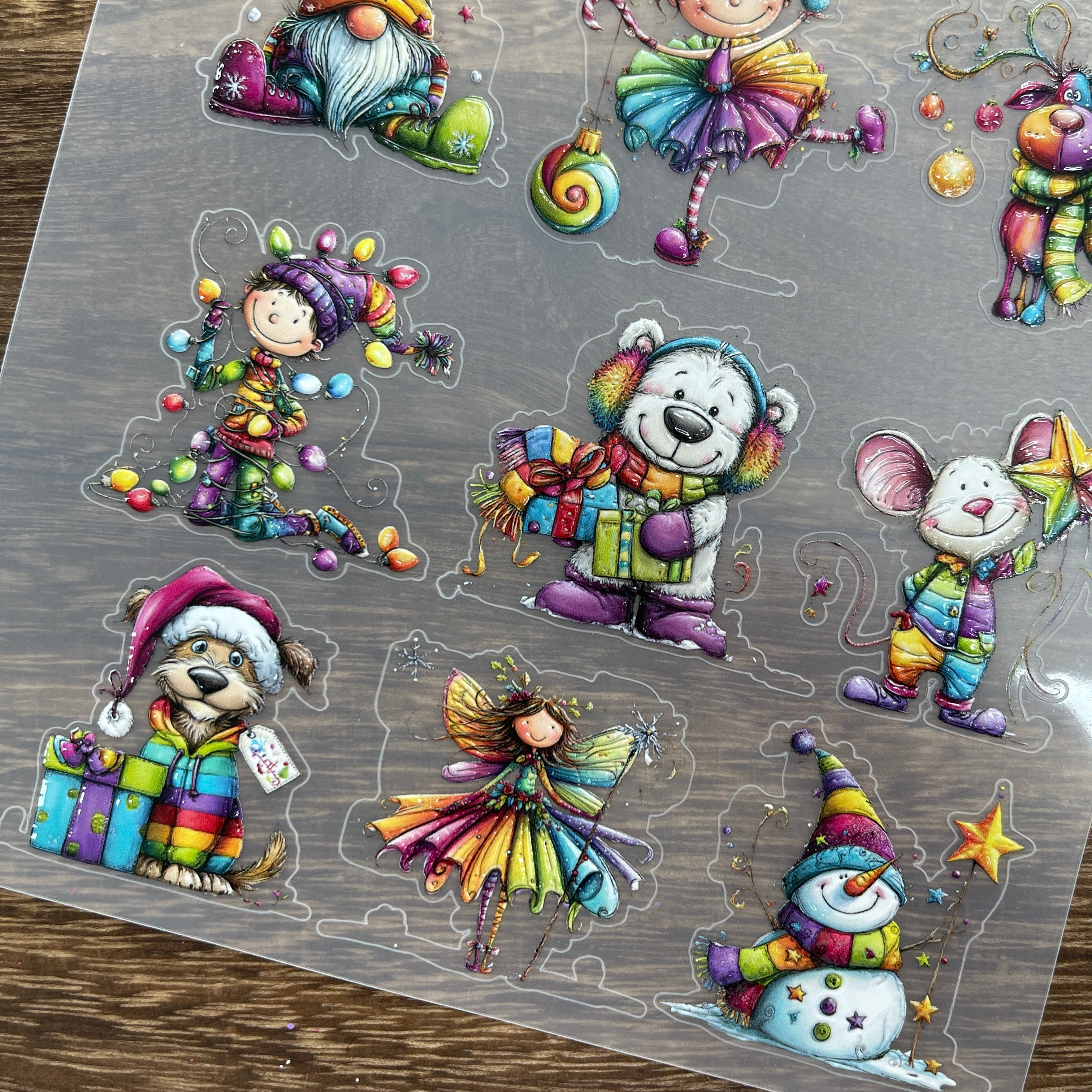 3D Colorful Christmas PET Stickers 1pcs